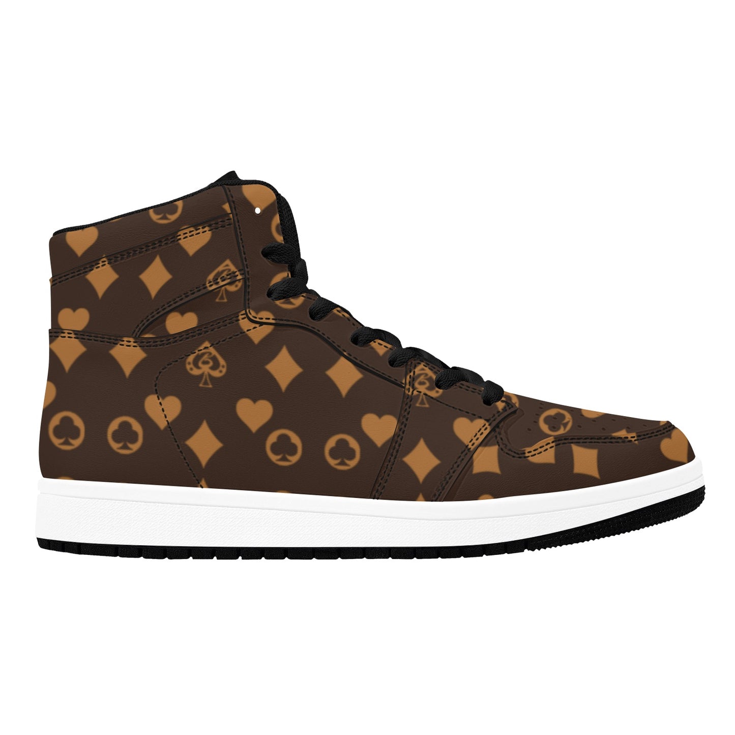 Brown High Top Sneakers Brown Shapes Pattern High Top Sneakers Men's High Top Sneakers