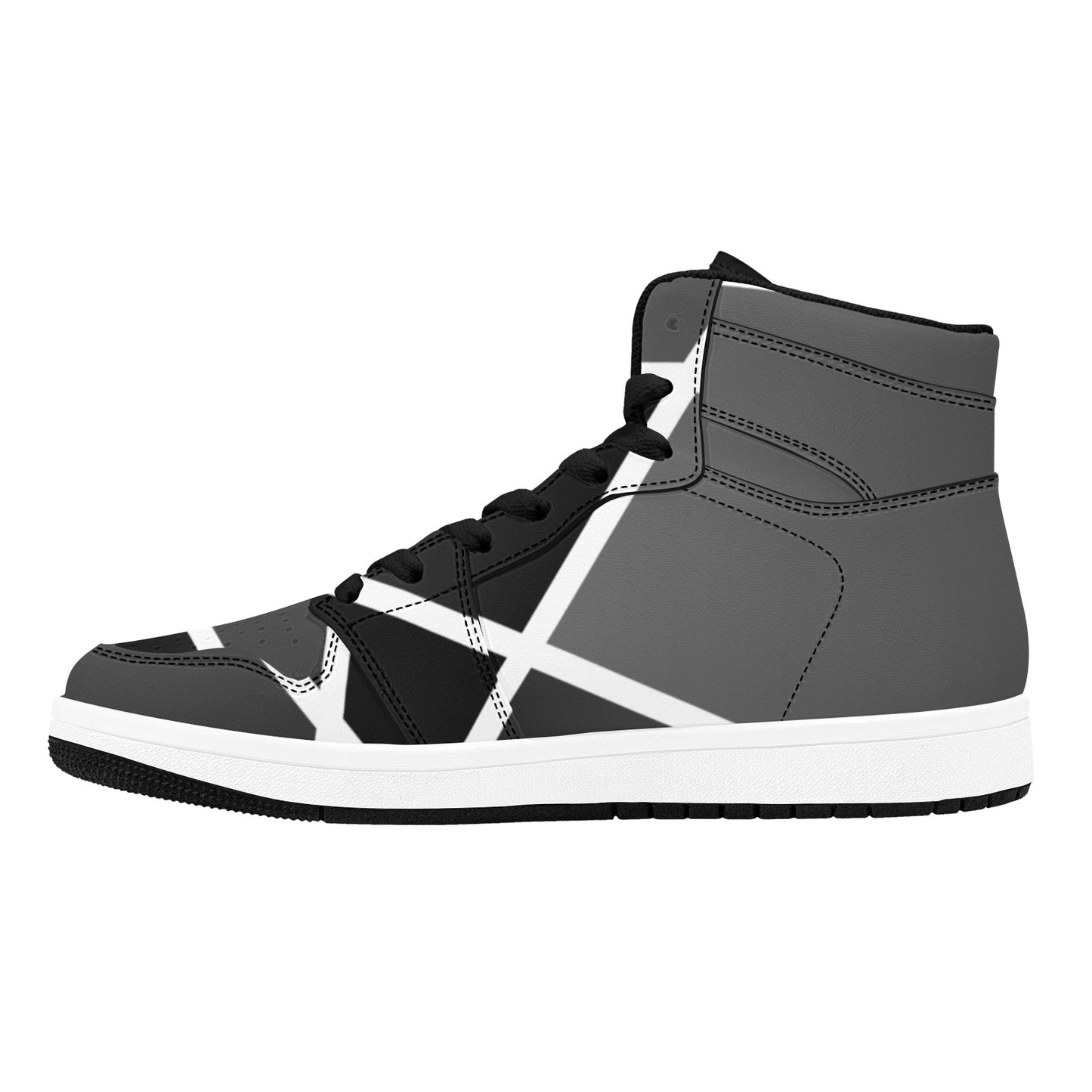 Gray High Top Sneakers Gray White Stripes High Top Sneakers Men's High Top Sneakers