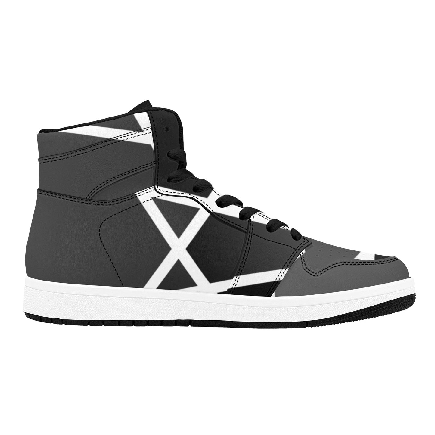 Gray High Top Sneakers Gray White Stripes High Top Sneakers Men's High Top Sneakers