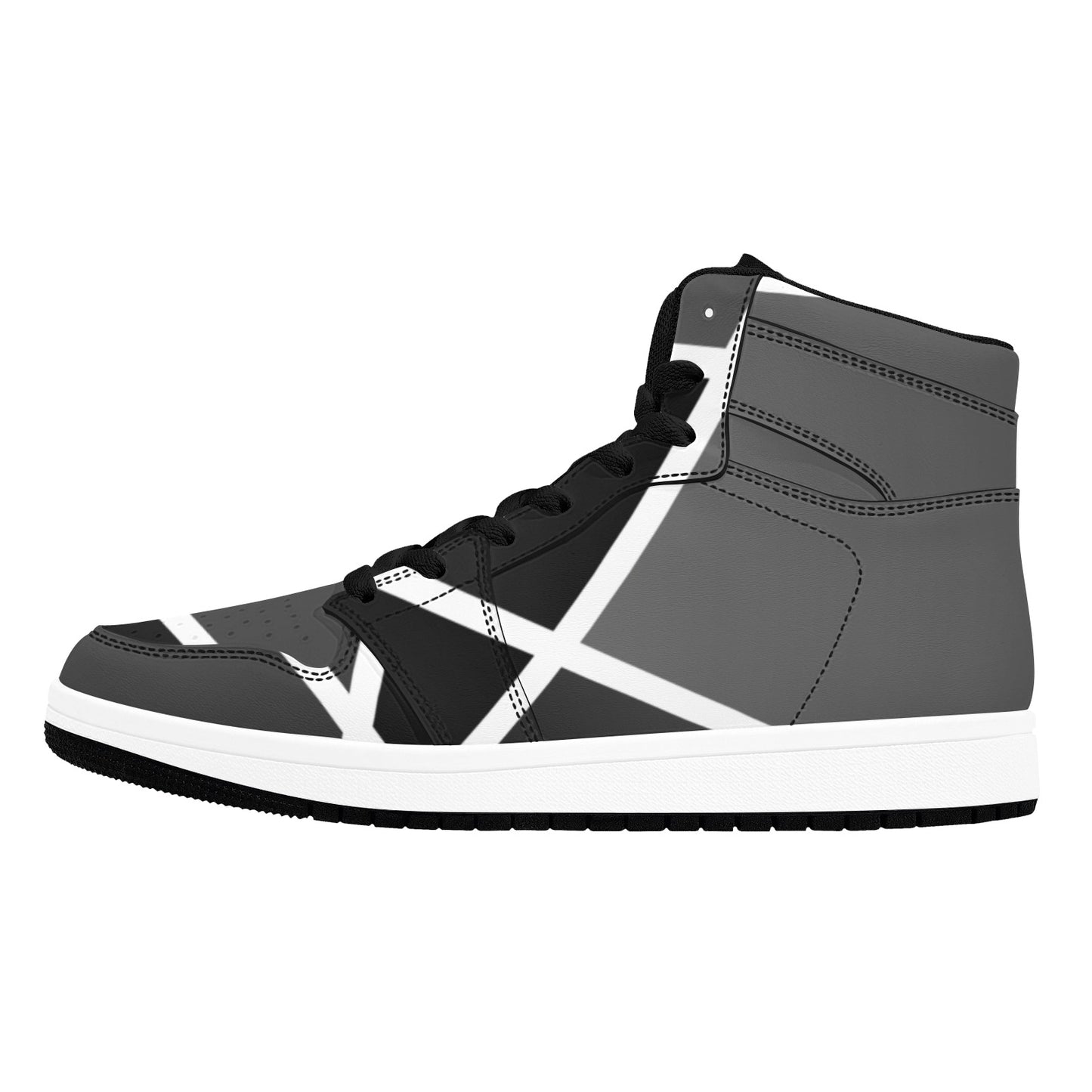 Gray High Top Sneakers Gray White Stripes High Top Sneakers Men's High Top Sneakers