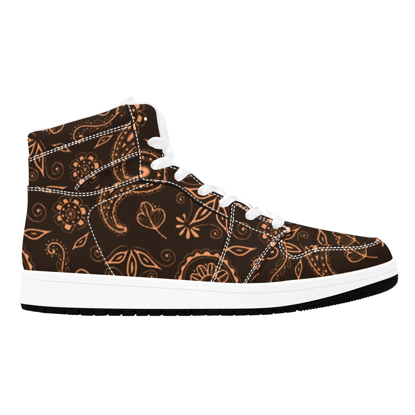 Brown High Top Sneakers Brown Paisley Design High Top Sneakers Men's High Top Sneakers