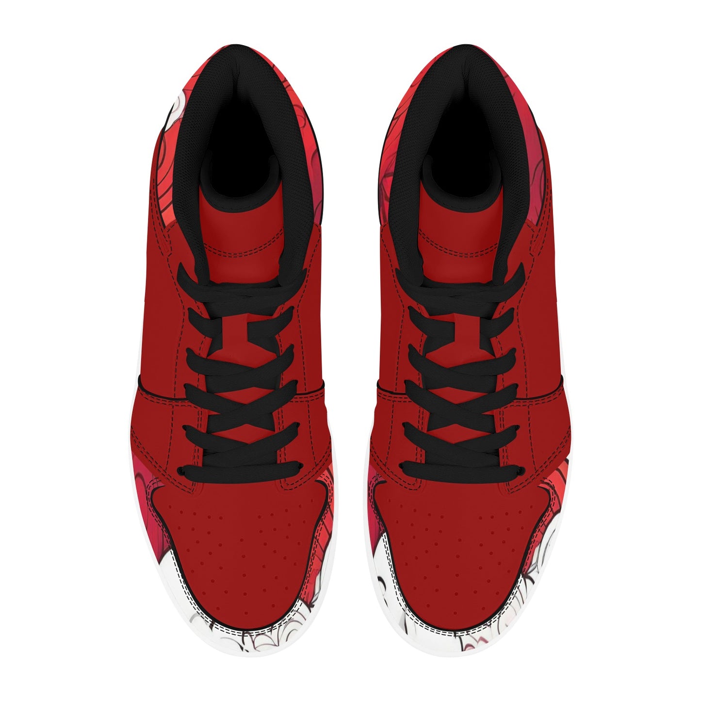 Red High Top Sneakers Red Clouds Pattern Hign Top Sneakers Men's High Top Sneakers