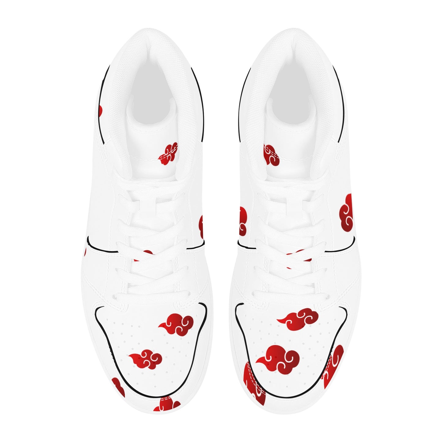 White High Top Sneakers Shoes Red Clouds Pattern High Top Sneakers Shoes Men's High Top Sneakers