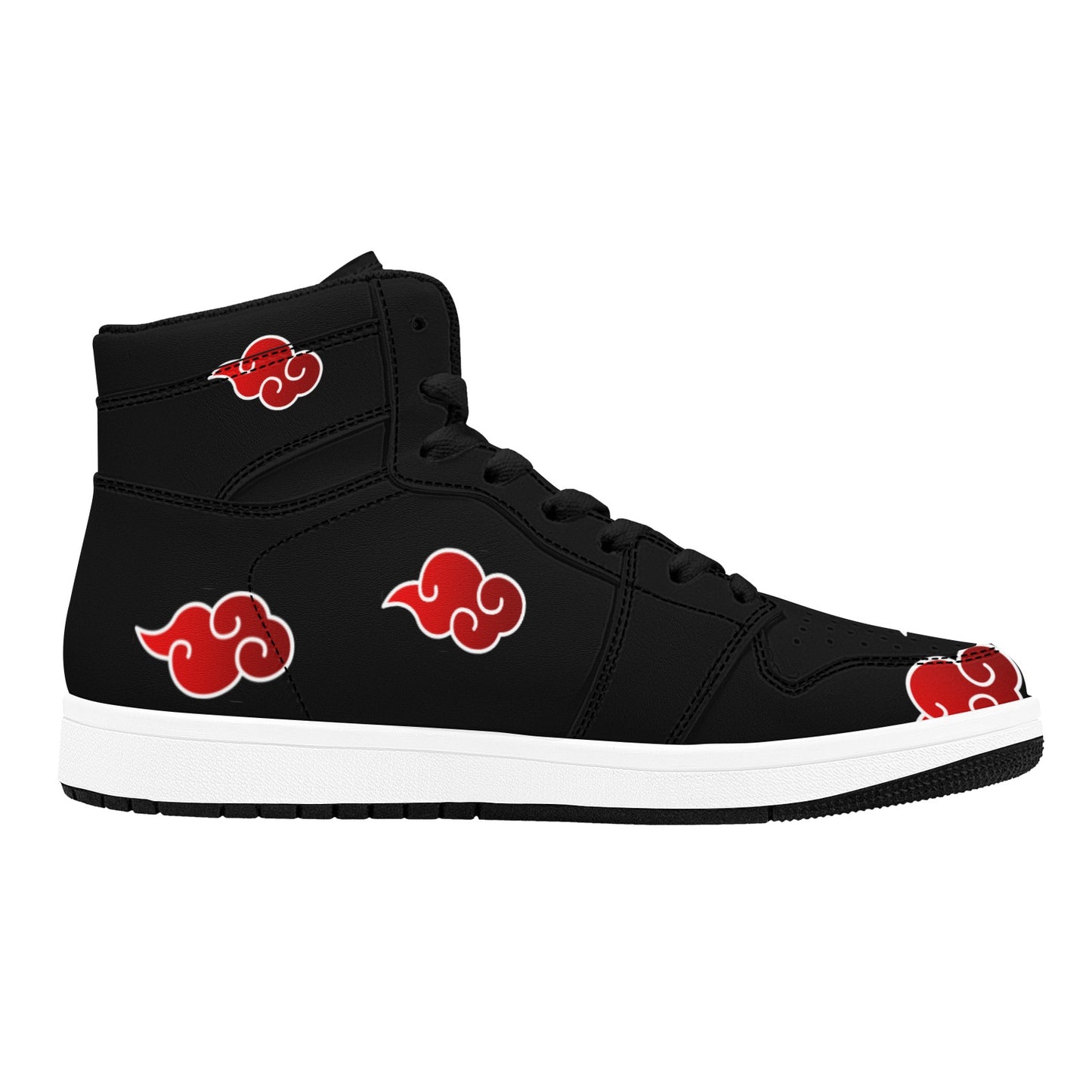 Black High Top Sneakers  Red Clouds Pattern High Top Sneakers Men's High Top Sneakers