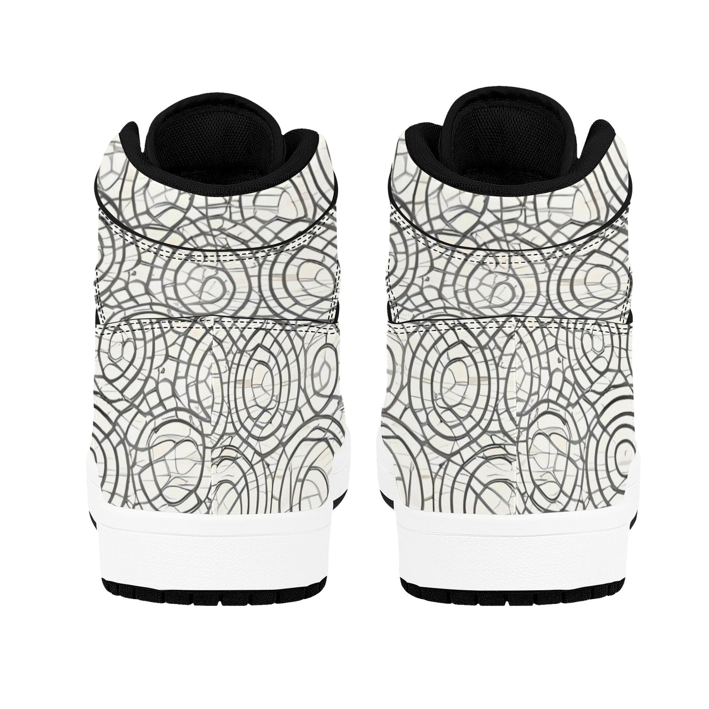 White High Top Sneakers Abstract Circles High Top Sneakers Men's High Top Sneakers