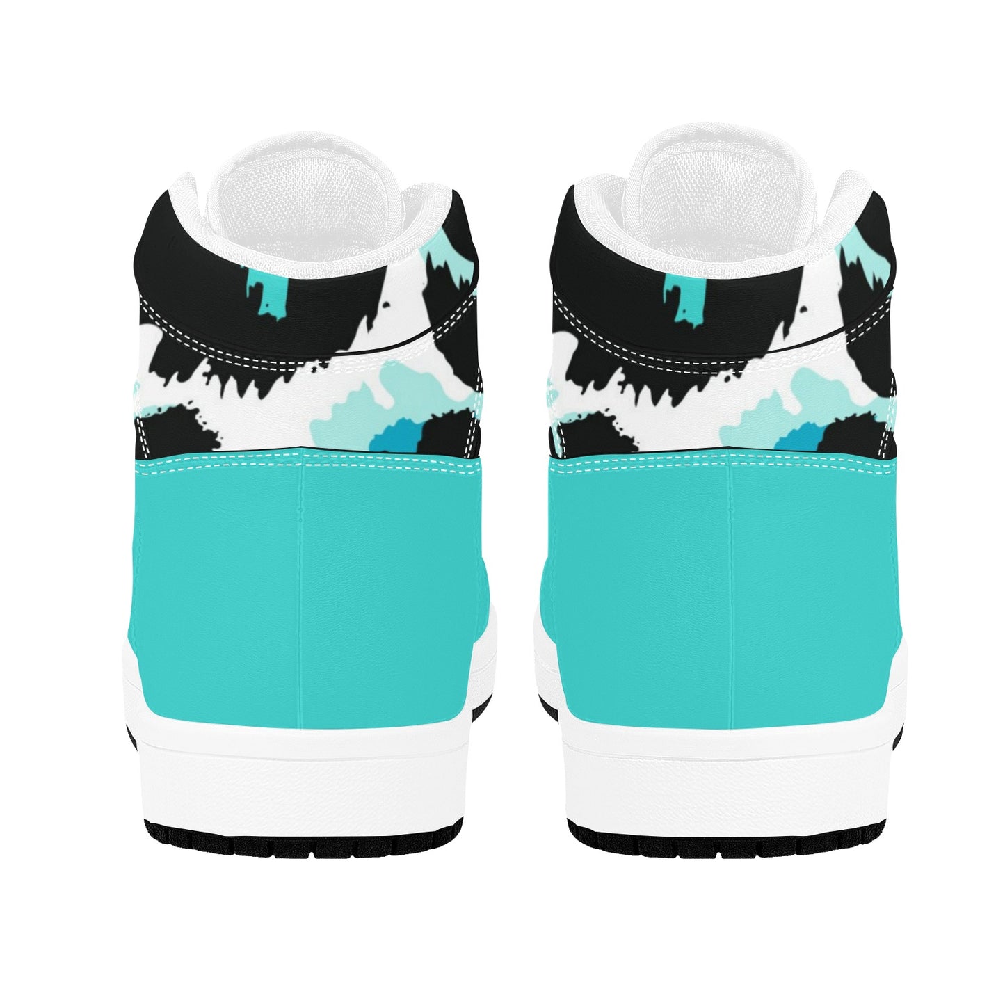 Turquoise High Top Sneakers Cow Pattern High Top Sneakers Men's High Top Sneakers