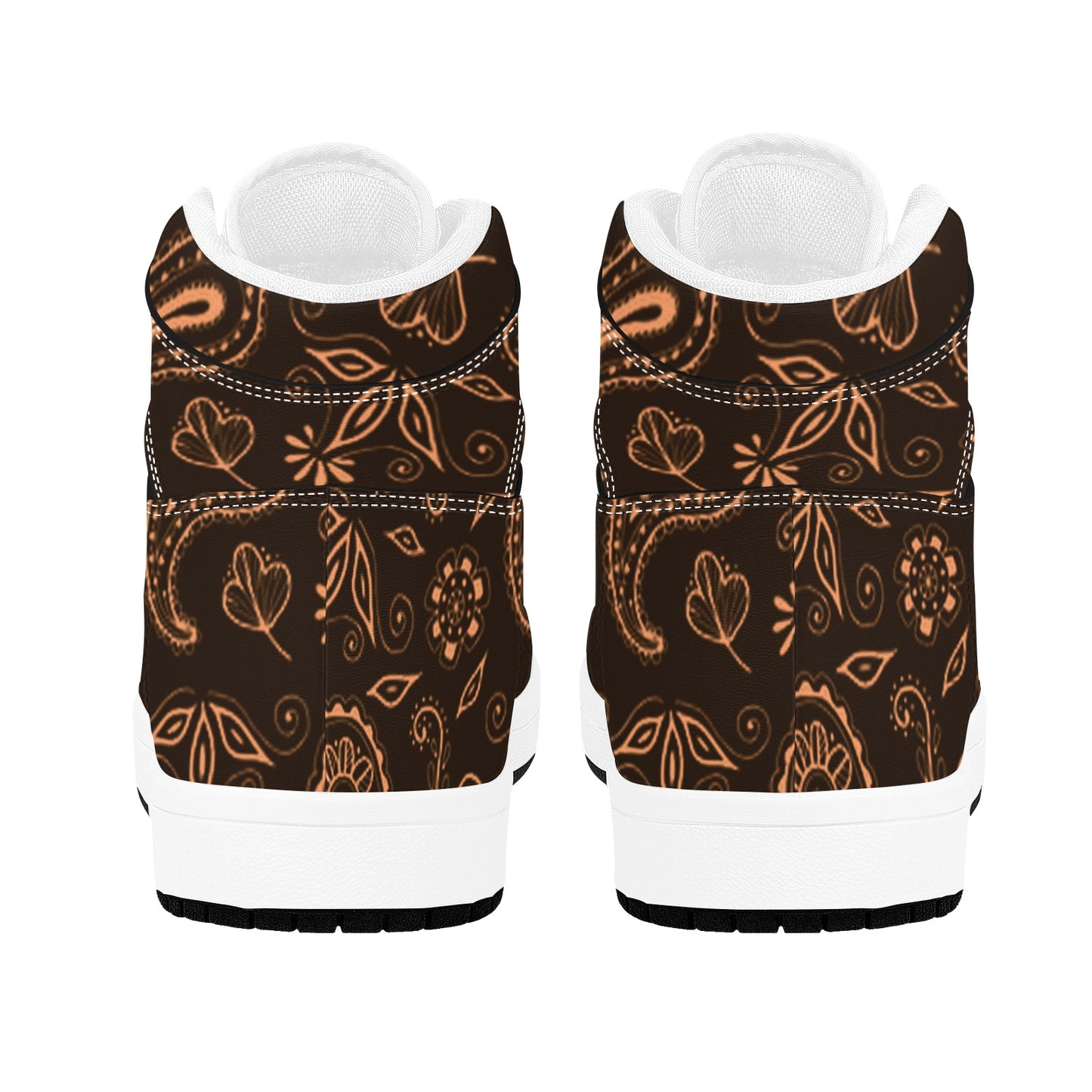 Brown High Top Sneakers Brown Paisley Design High Top Sneakers Men's High Top Sneakers