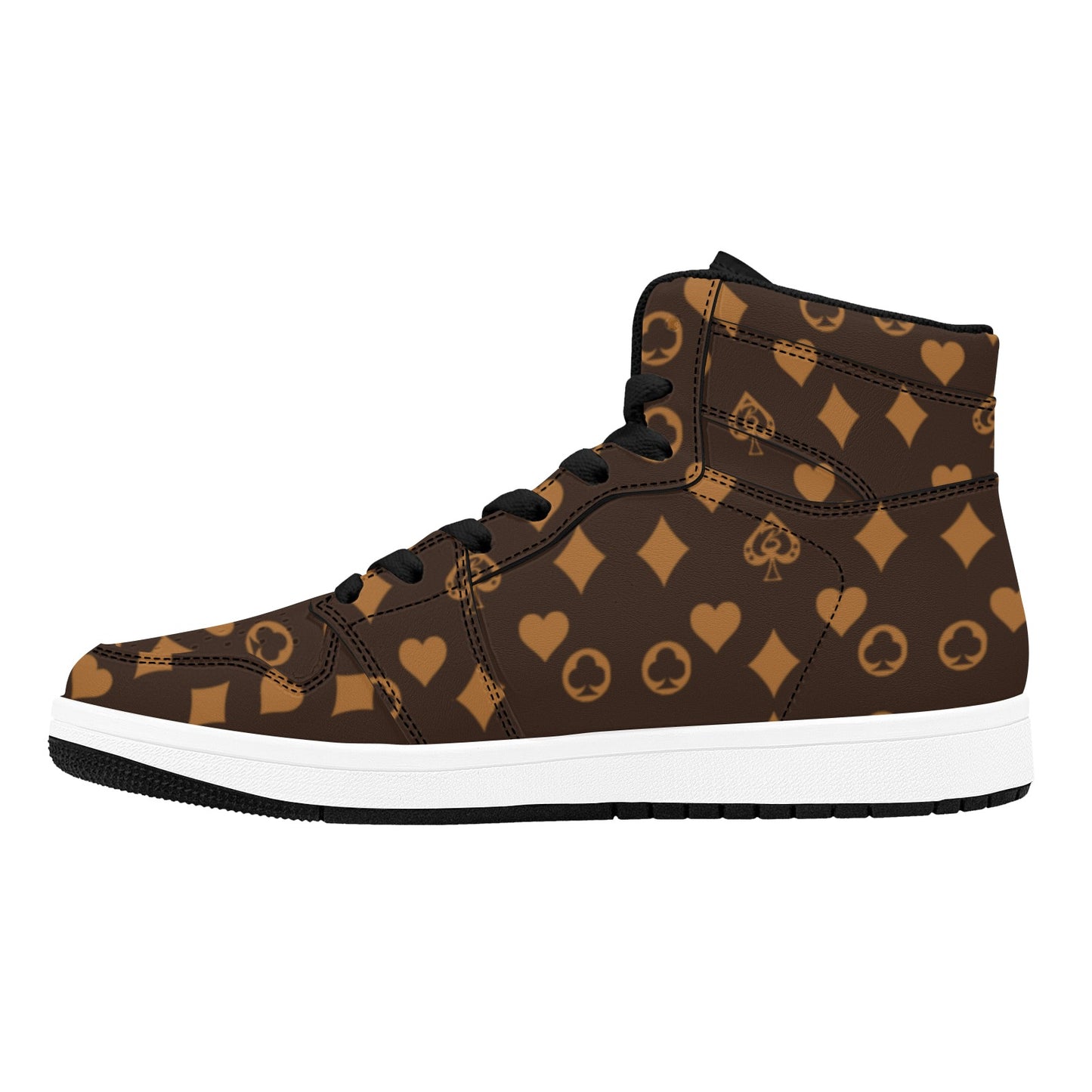 Brown High Top Sneakers Brown Shapes Pattern High Top Sneakers Men's High Top Sneakers