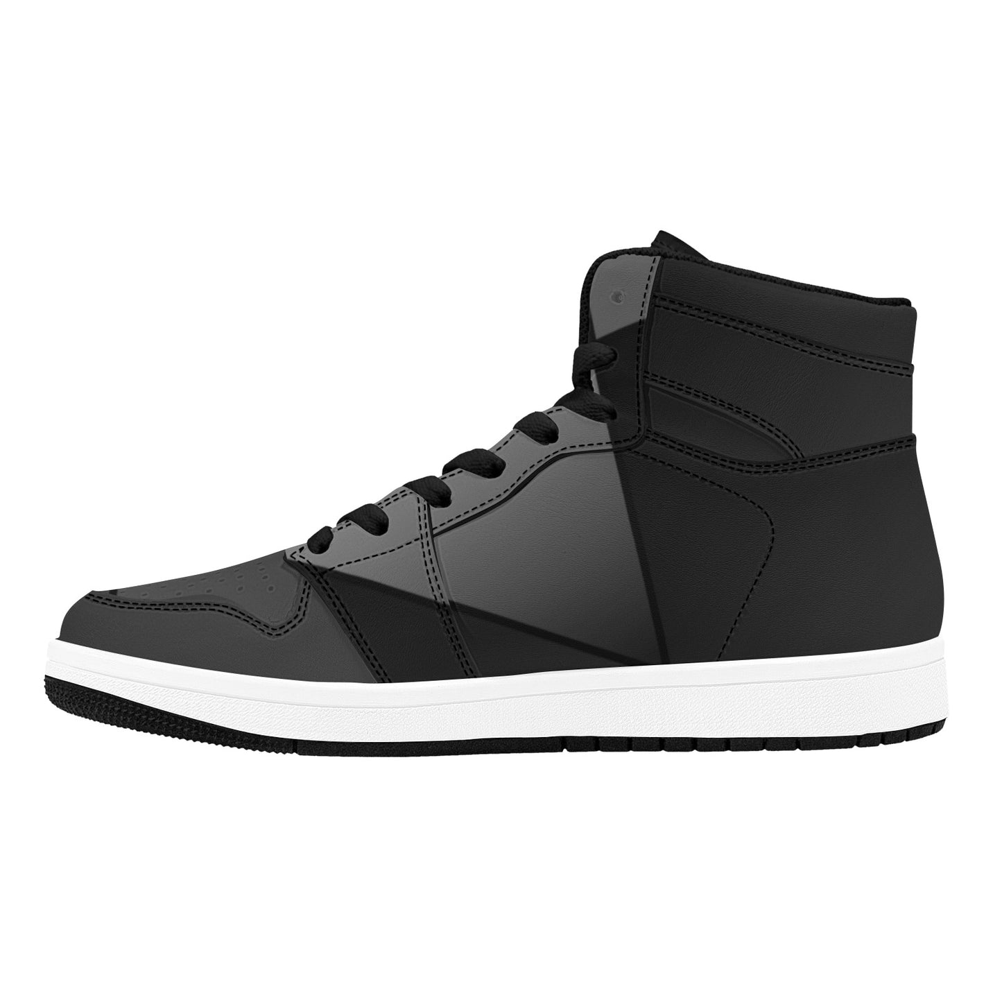 Black High Top Sneakers  Black Geometric Lines HIgh Top Sneakers Men's High Top Sneakers