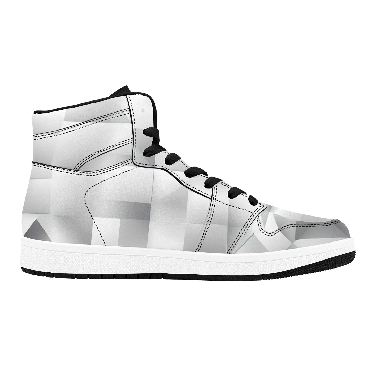 White High Top Sneakers Abstract Geometic Shapes High Top Sneakers Men's High Top Sneakers