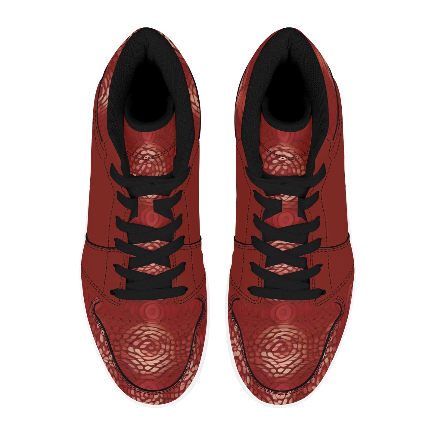 Red High Top Sneakers Red Abstract Circle High Top Sneakers Men's High Top Sneakers