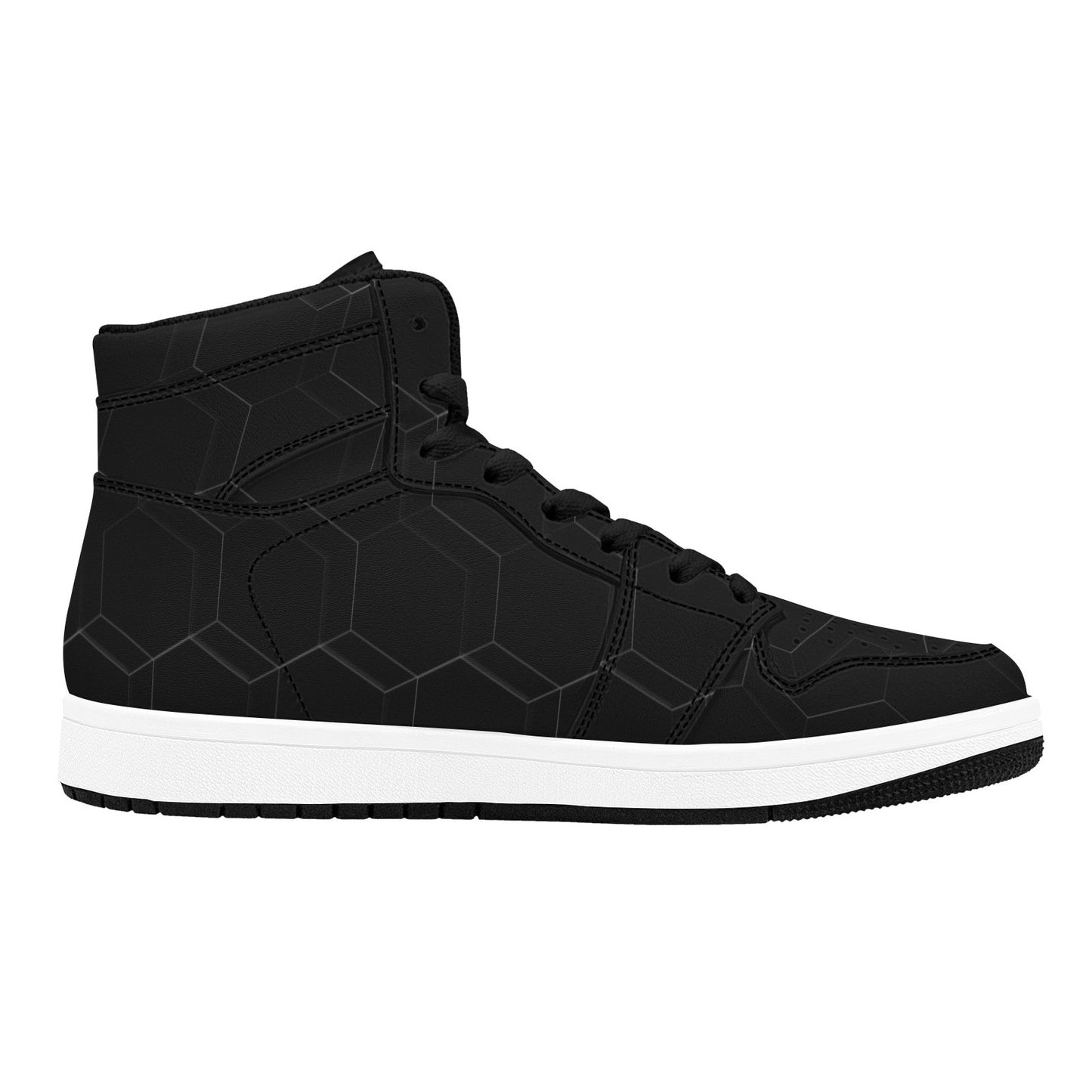 Black High Top Sneakers Black Geometric Pattern HIgh Top Sneakers Men's High Top Sneakers