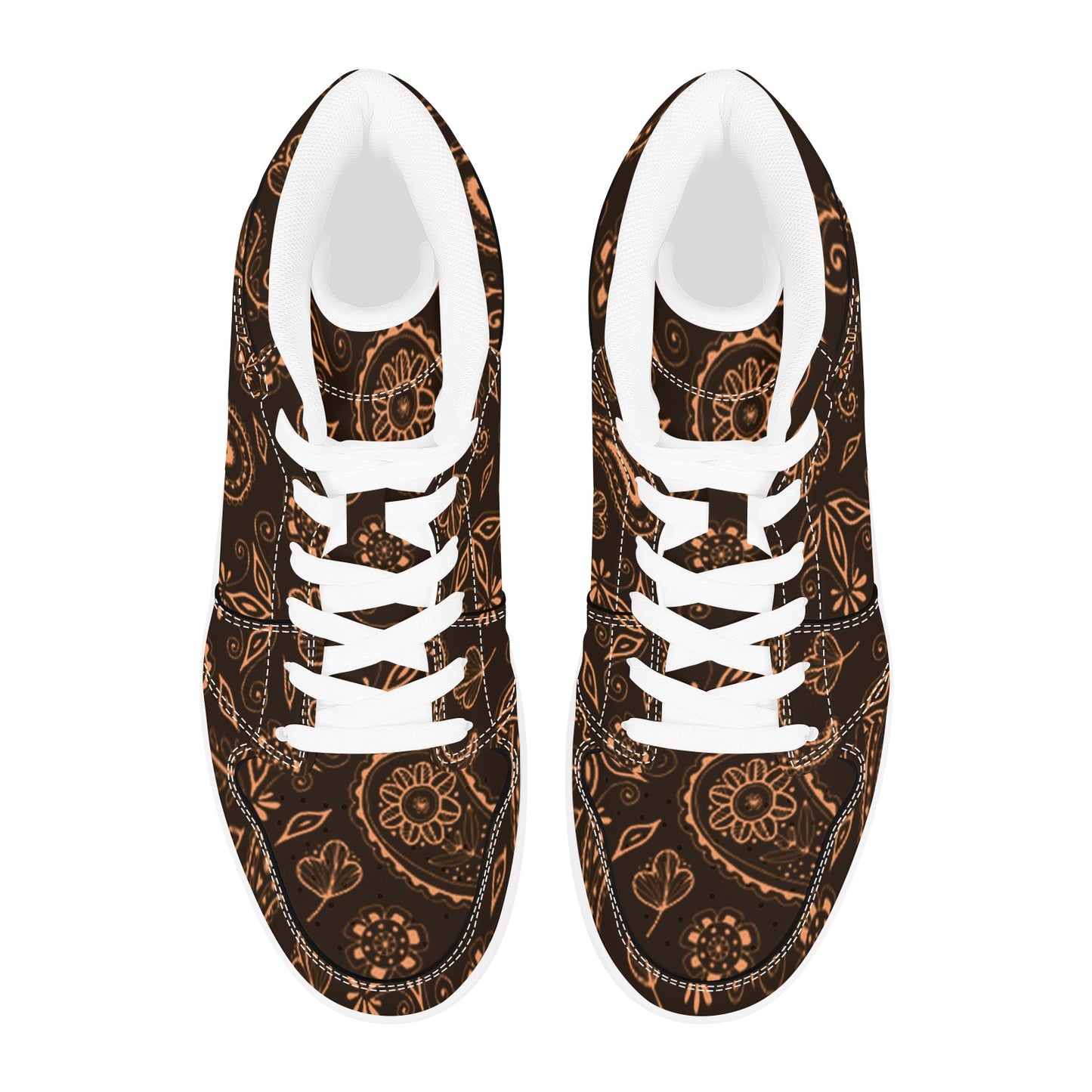 Brown High Top Sneakers Brown Paisley Design High Top Sneakers Men's High Top Sneakers