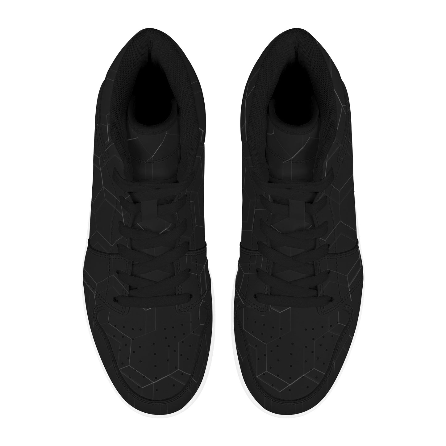 Black High Top Sneakers Black Geometric Pattern HIgh Top Sneakers Men's High Top Sneakers