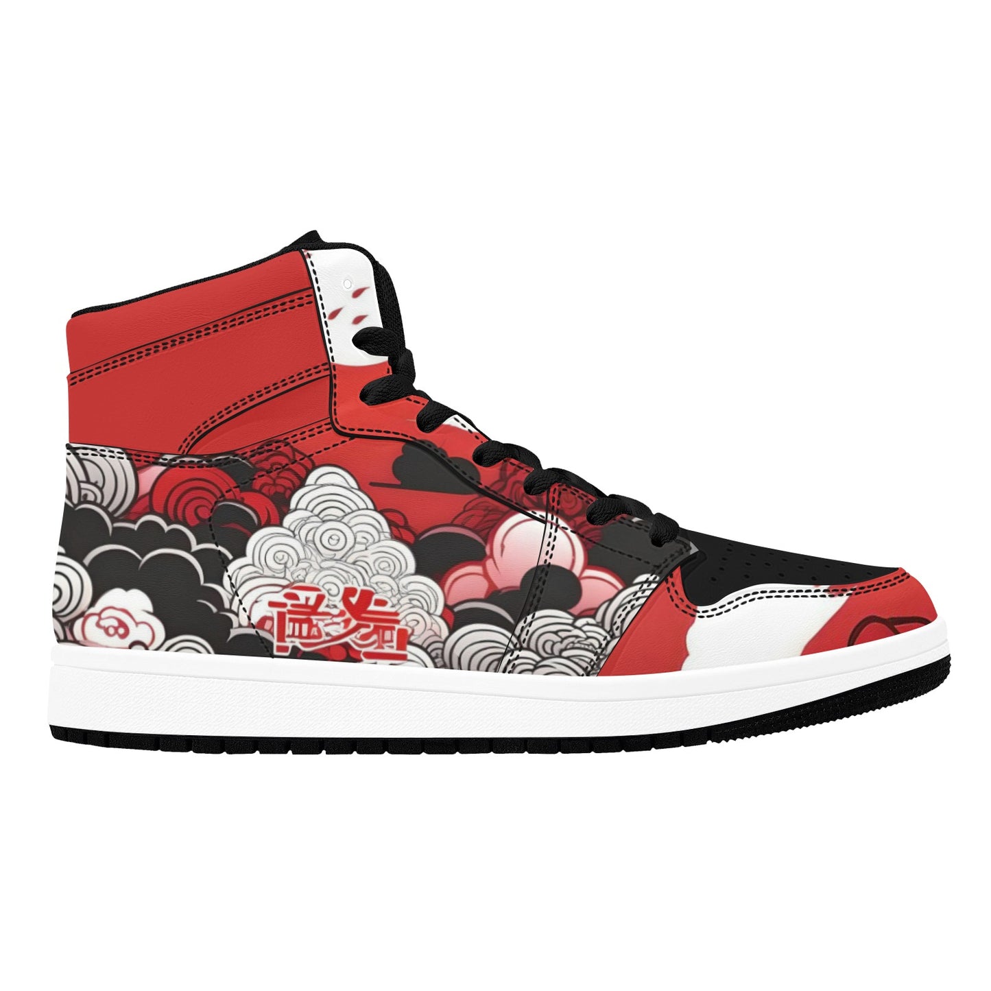 Red and Black High Top Sneakers Red and Black High Top Pattern Sneakers Shoes for Men