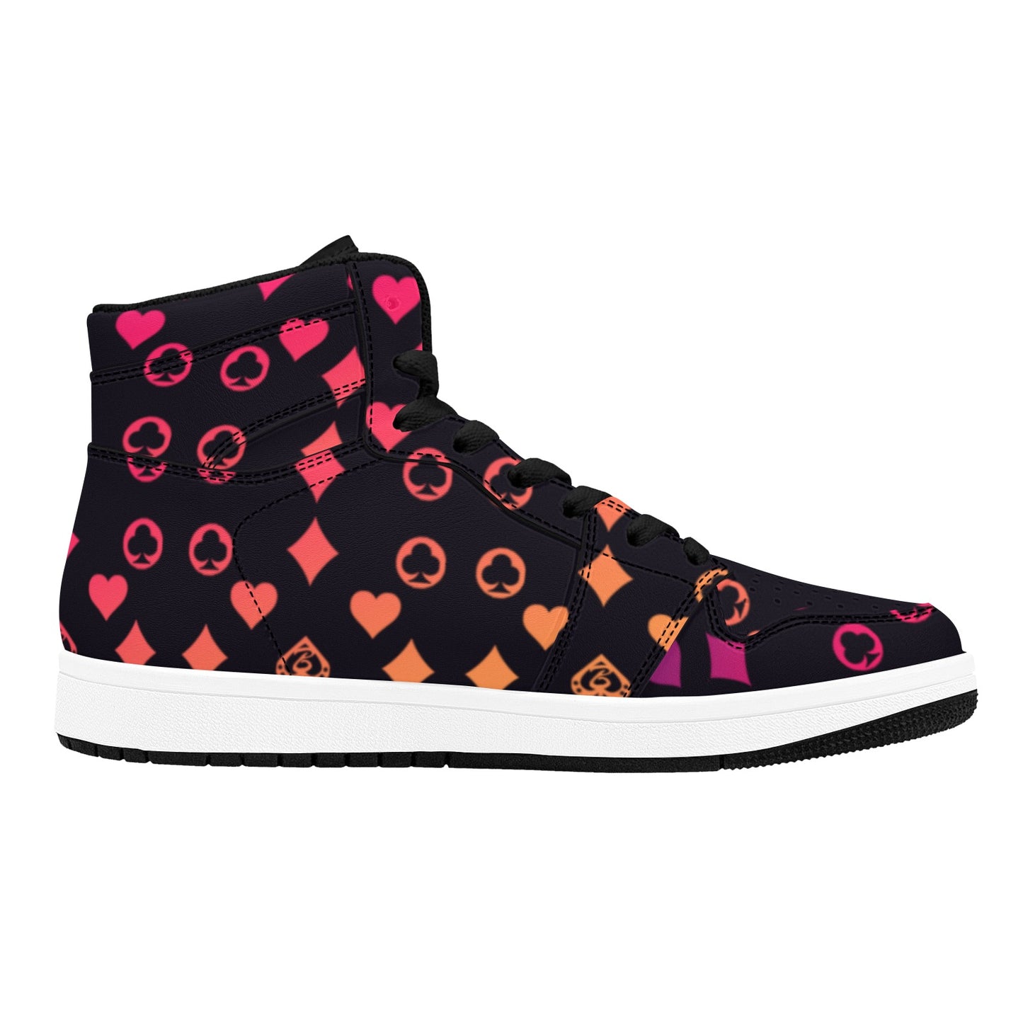 Black High Top Sneakers Colorful Shapes Pattern High Top Sneakers Men's High Top Sneakers