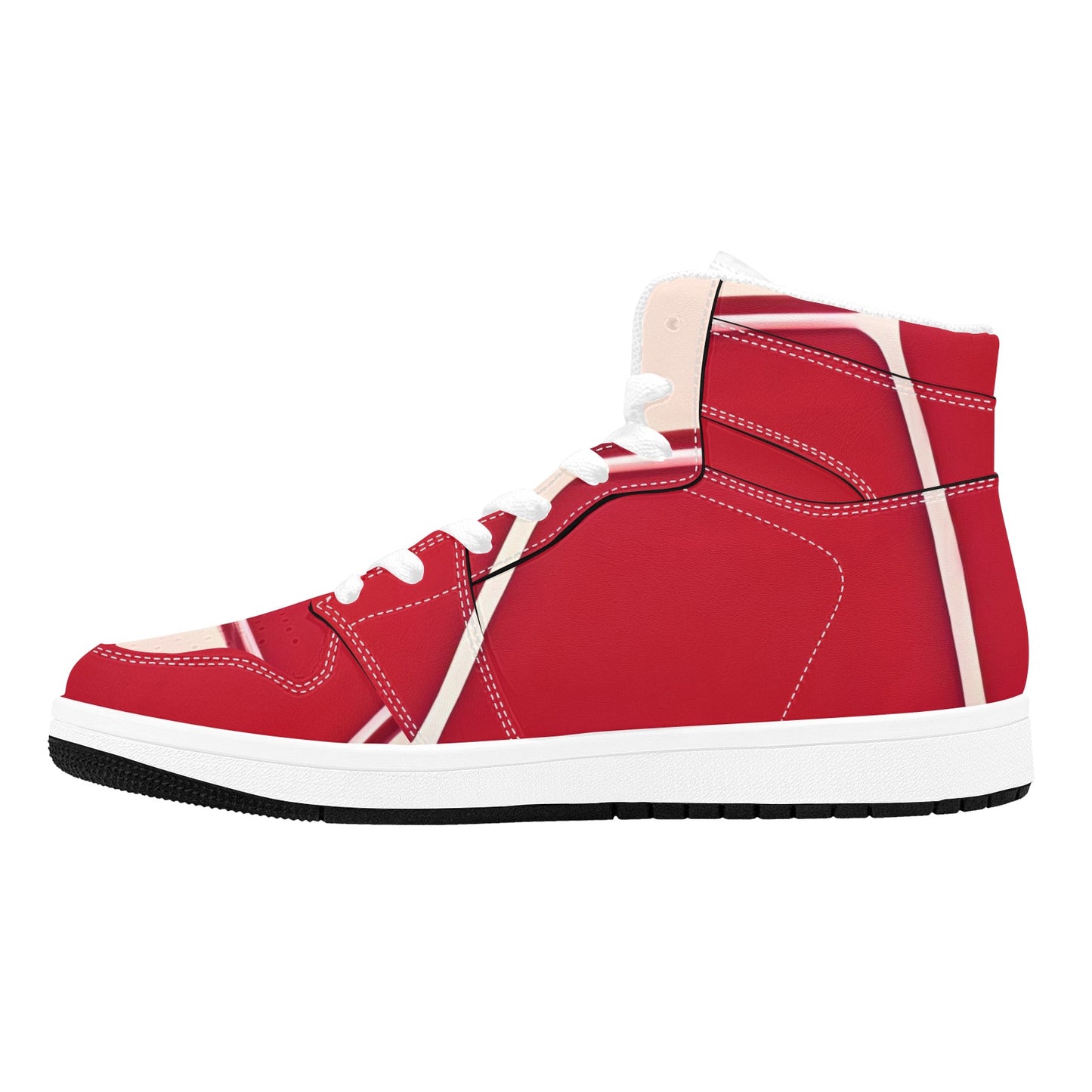 Red High Top Sneakers Red Pink Stripes High Top Sneakers Men's High Top Sneakers