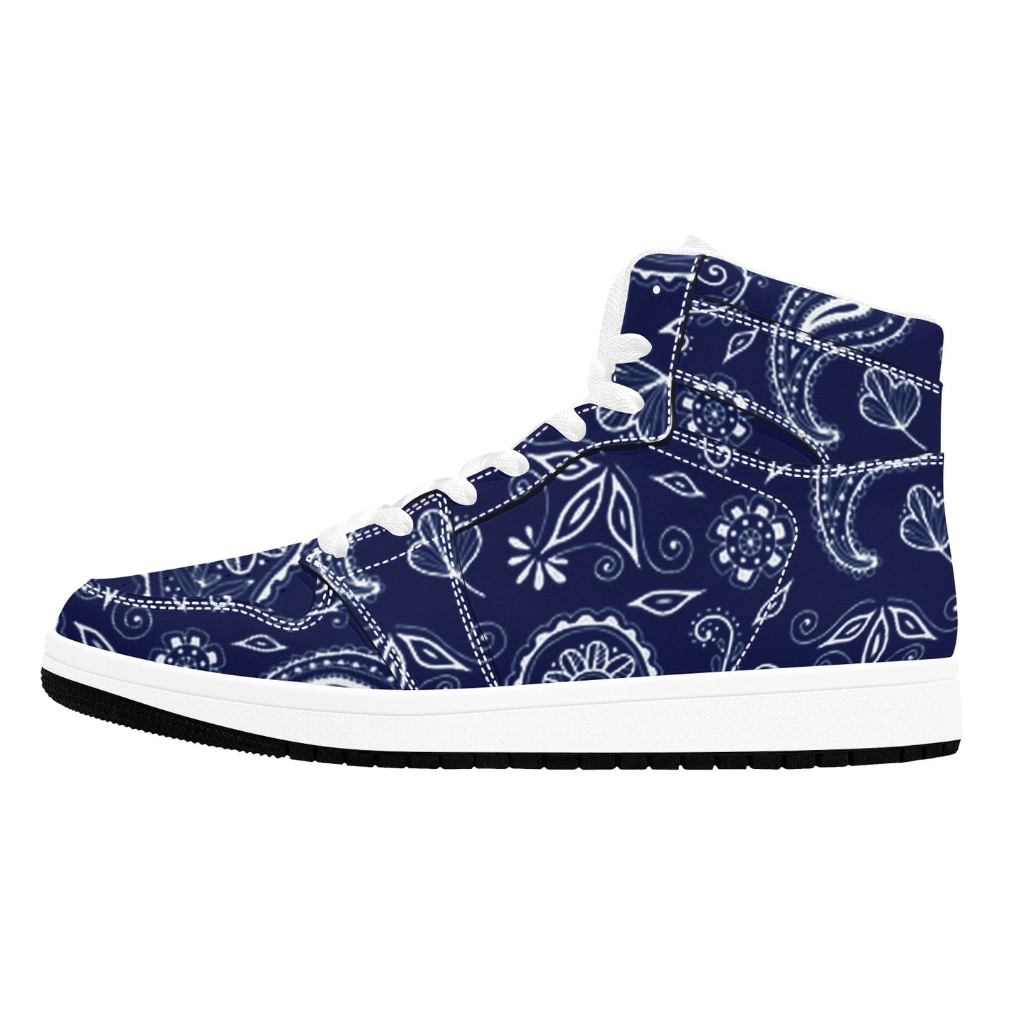 Blue High Top Sneakers Blue Paisley Design High Top Sneakers Men's High Top Sneakers