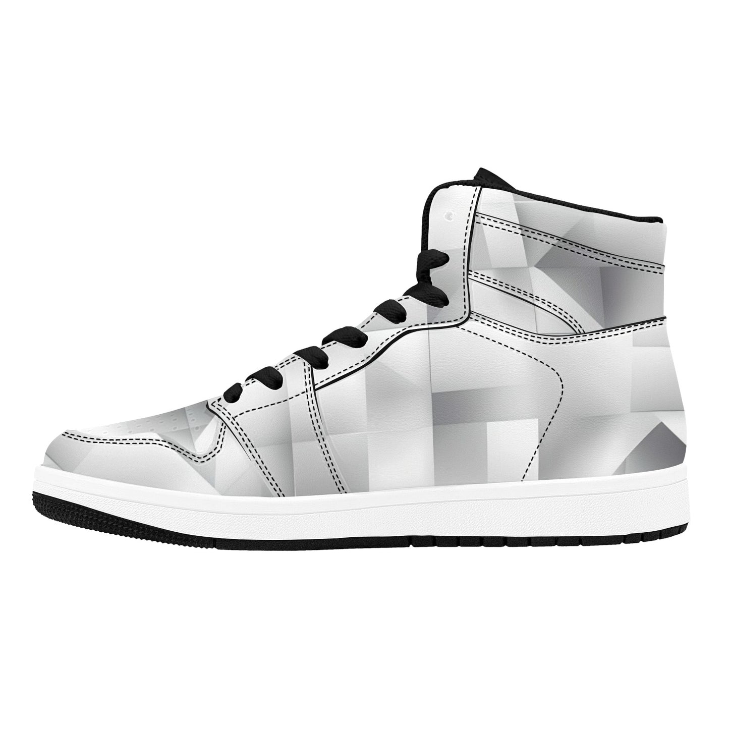 White High Top Sneakers Abstract Geometic Shapes High Top Sneakers Men's High Top Sneakers