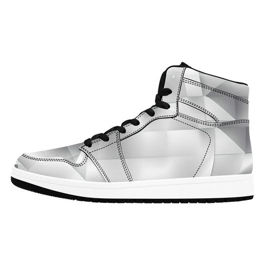 White High Top Sneakers Abstract Geometic Shapes High Top Sneakers Men's High Top Sneakers