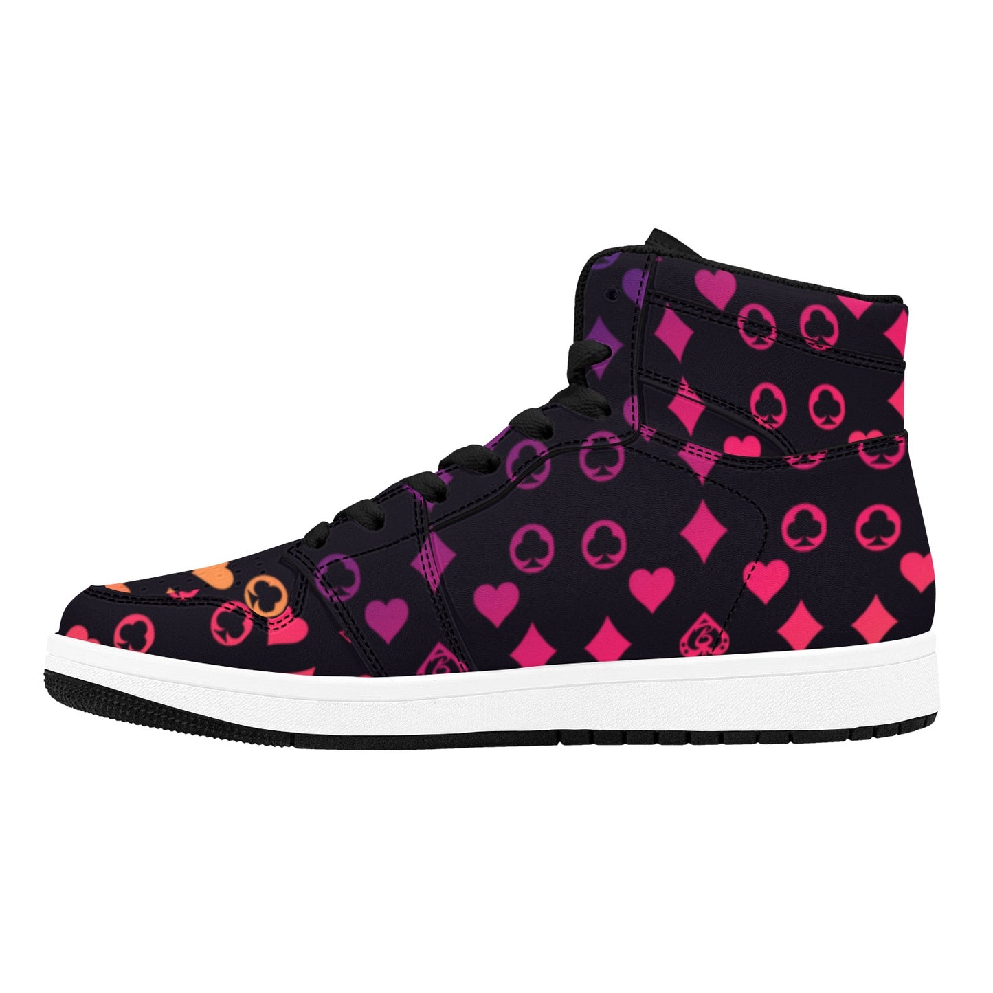 Black High Top Sneakers Colorful Shapes Pattern High Top Sneakers Men's High Top Sneakers