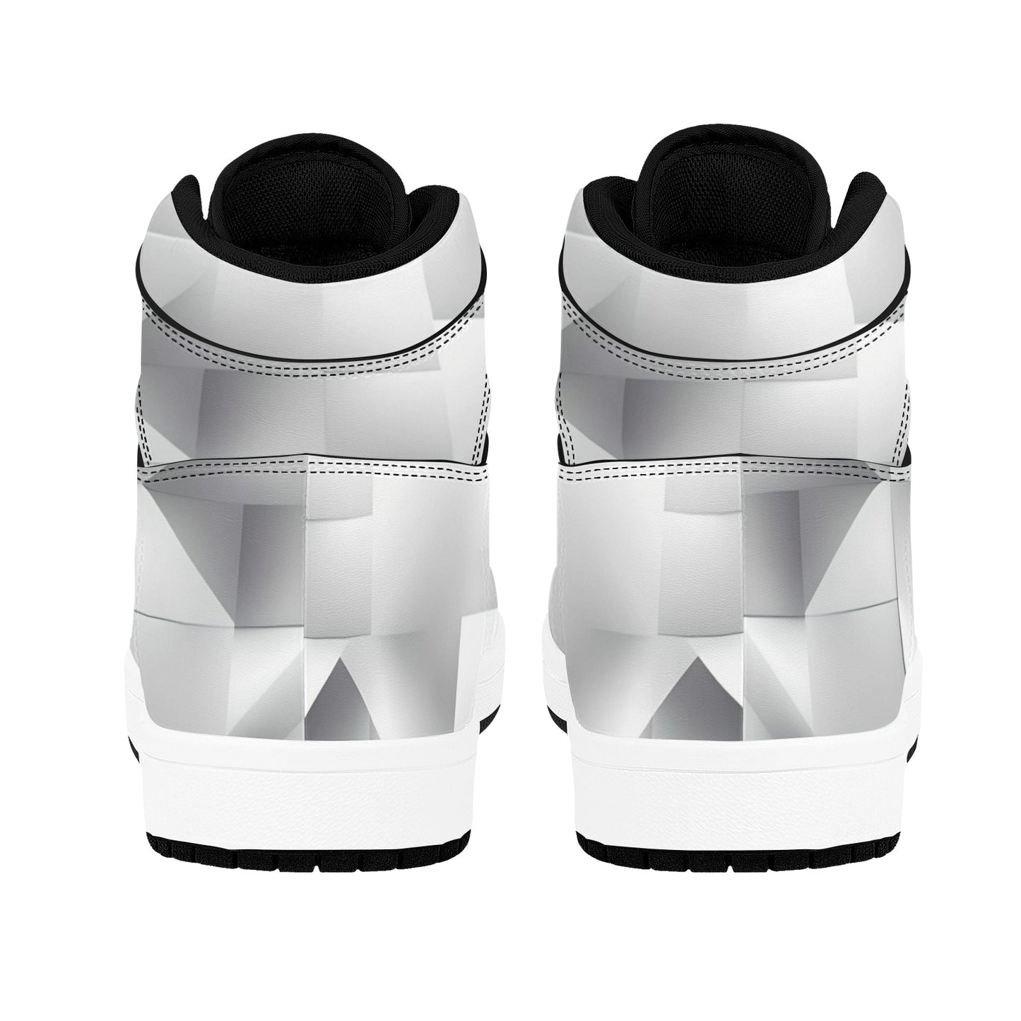 White High Top Sneakers Abstract Geometic Shapes High Top Sneakers Men's High Top Sneakers