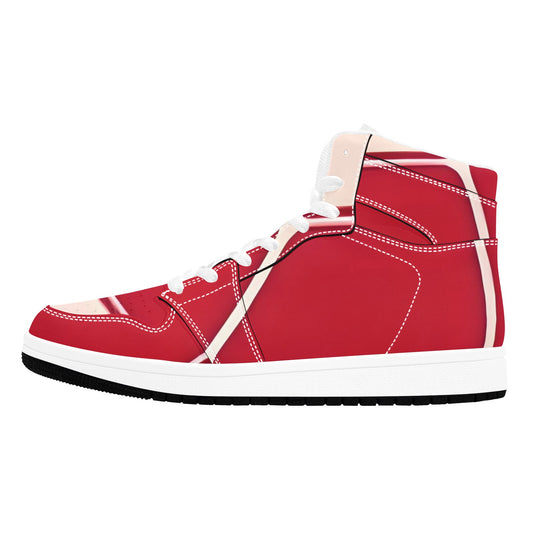 Red High Top Sneakers Red Pink Stripes High Top Sneakers Men's High Top Sneakers