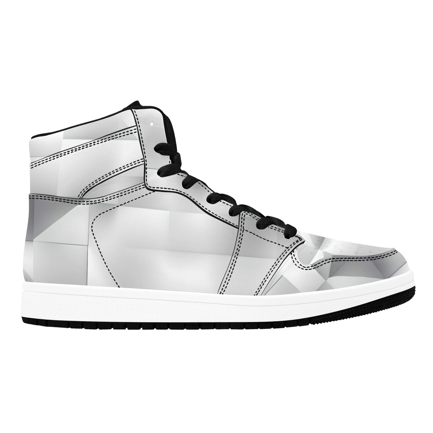 White High Top Sneakers Abstract Geometic Shapes High Top Sneakers Men's High Top Sneakers