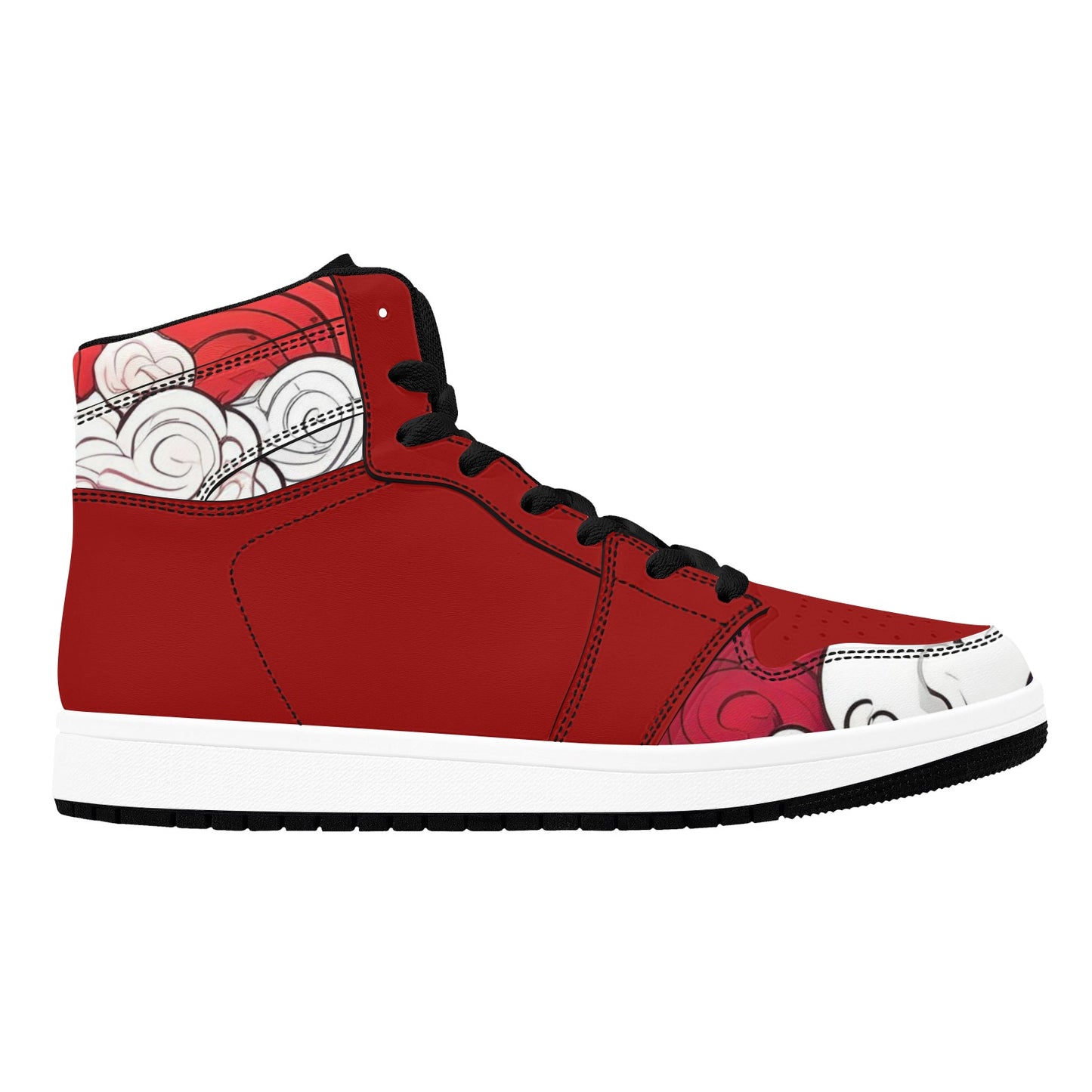 Red High Top Sneakers Red Clouds Pattern Hign Top Sneakers Men's High Top Sneakers