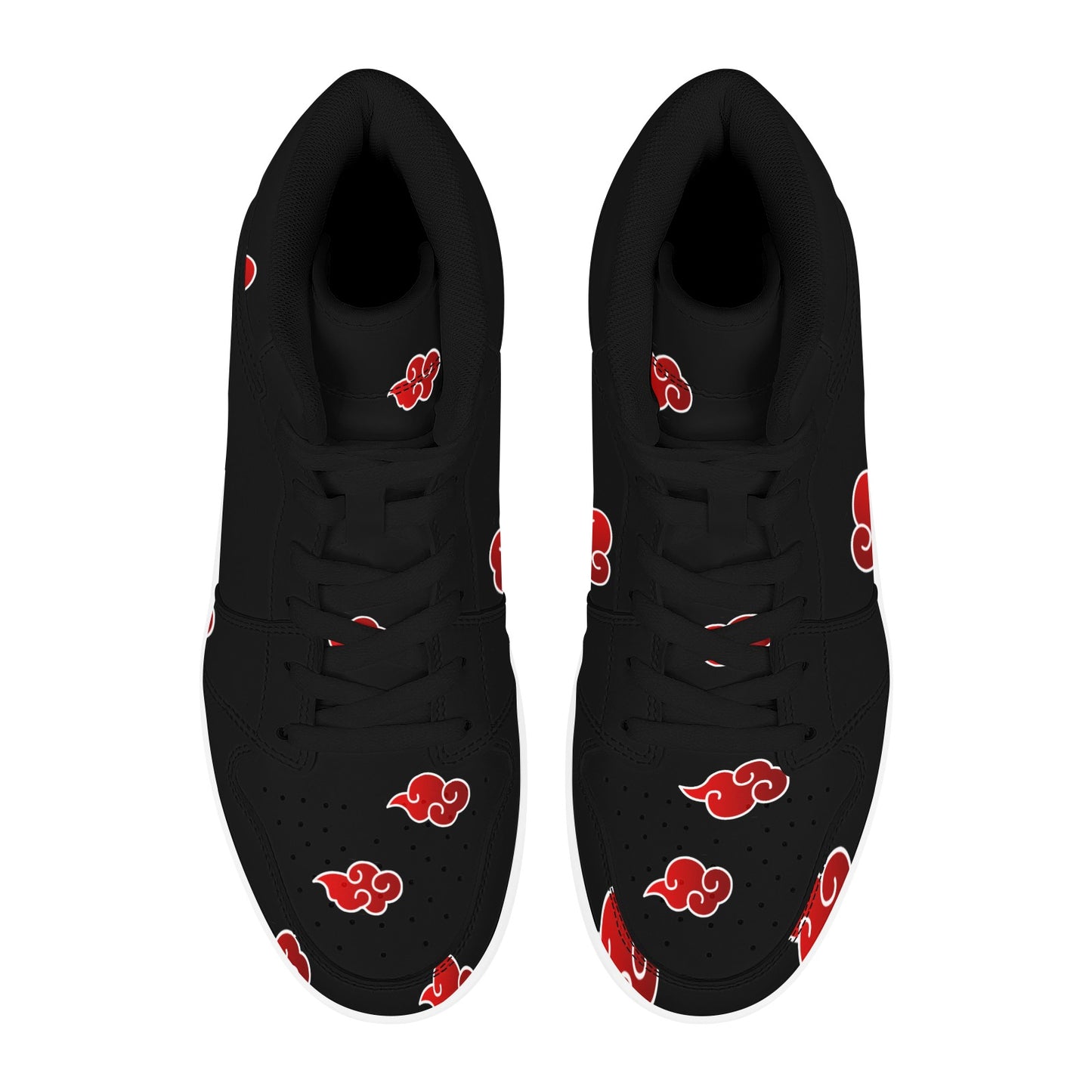 Black High Top Sneakers  Red Clouds Pattern High Top Sneakers Men's High Top Sneakers