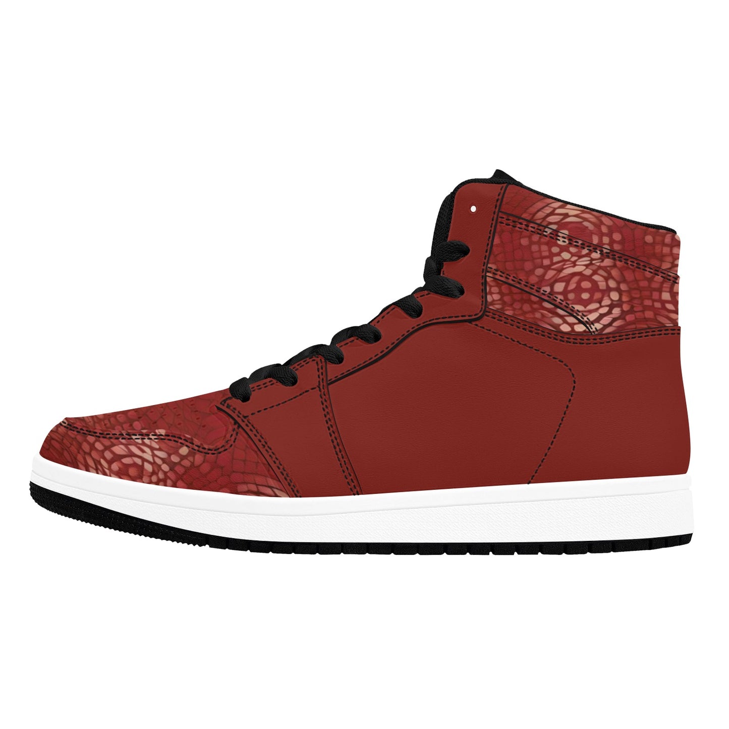 Red High Top Sneakers Red Abstract Circle High Top Sneakers Men's High Top Sneakers