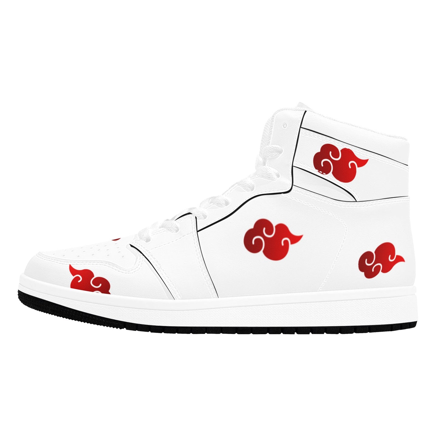 White High Top Sneakers Shoes Red Clouds Pattern High Top Sneakers Shoes Men's High Top Sneakers