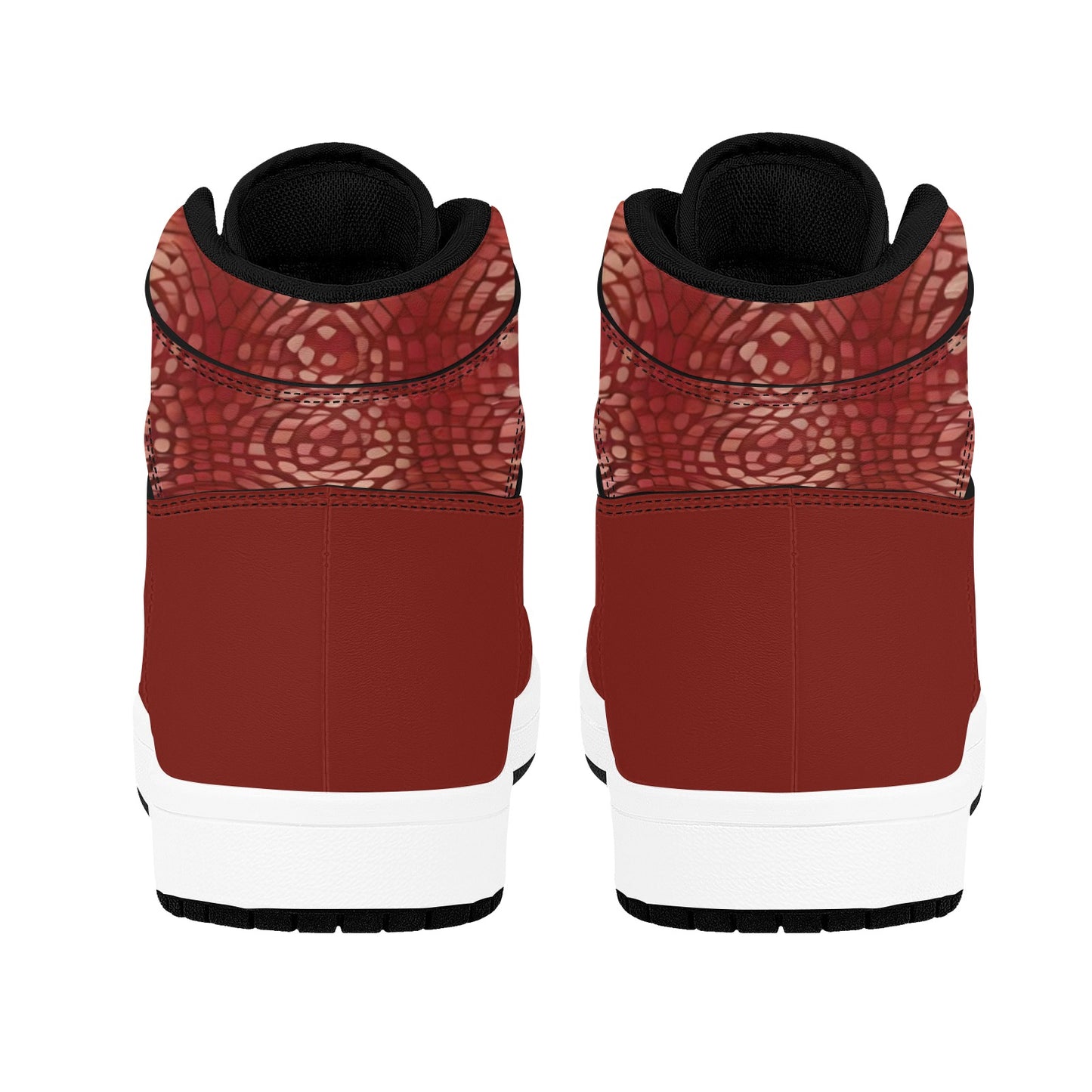 Red High Top Sneakers Red Abstract Circle High Top Sneakers Men's High Top Sneakers