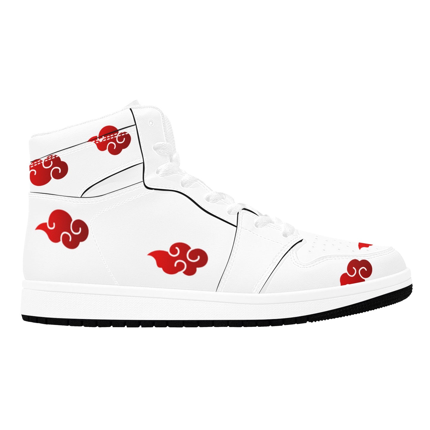 White High Top Sneakers Shoes Red Clouds Pattern High Top Sneakers Shoes Men's High Top Sneakers