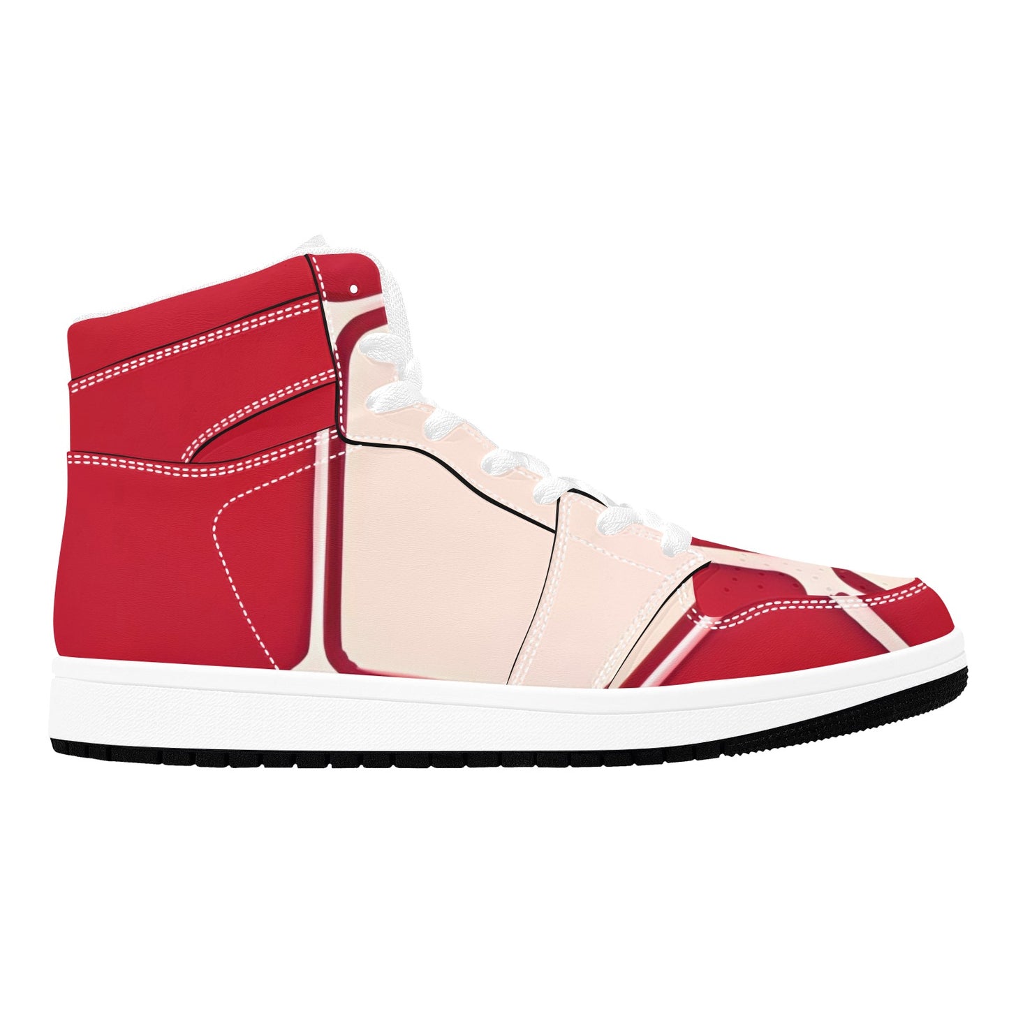 Red High Top Sneakers Red Pink Stripes High Top Sneakers Men's High Top Sneakers