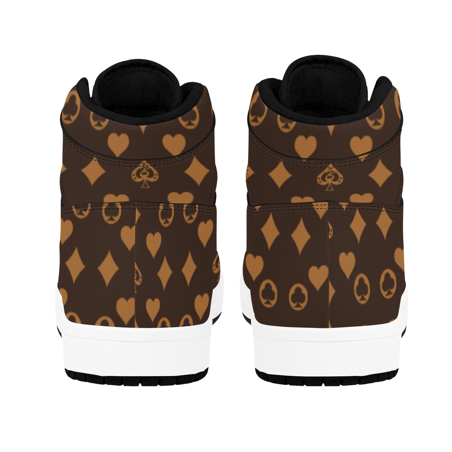 Brown High Top Sneakers Brown Shapes Pattern High Top Sneakers Men's High Top Sneakers