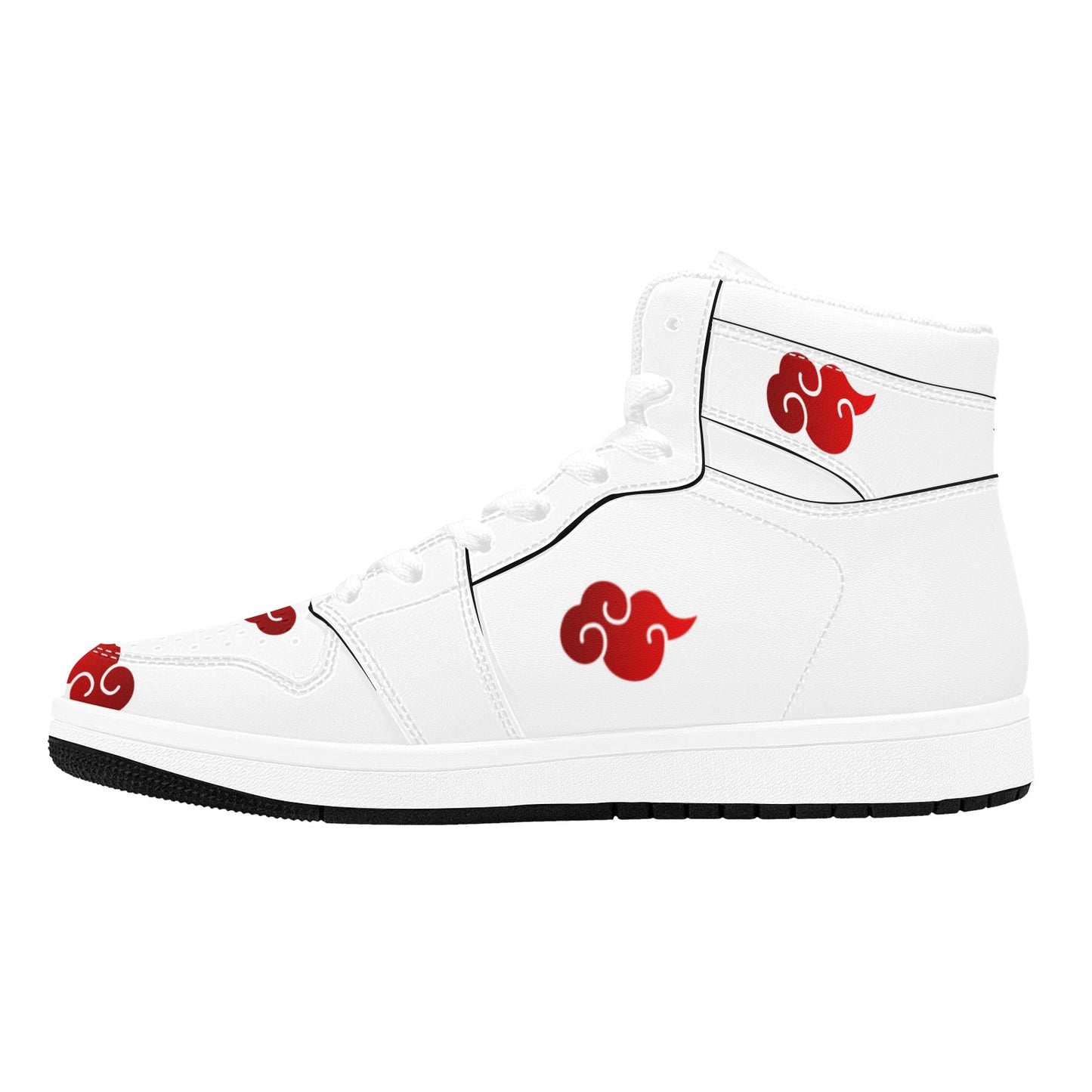 White High Top Sneakers Shoes Red Clouds Pattern High Top Sneakers Shoes Men's High Top Sneakers