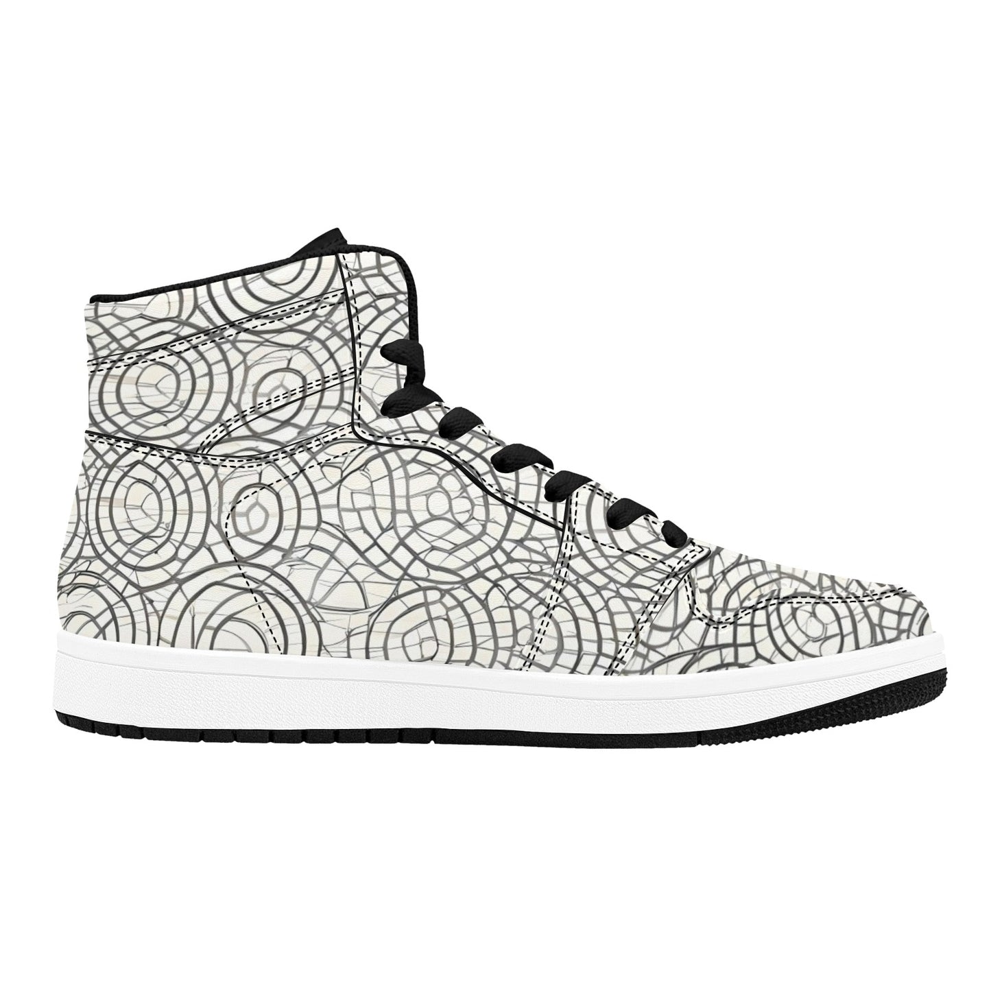 White High Top Sneakers Abstract Circles High Top Sneakers Men's High Top Sneakers