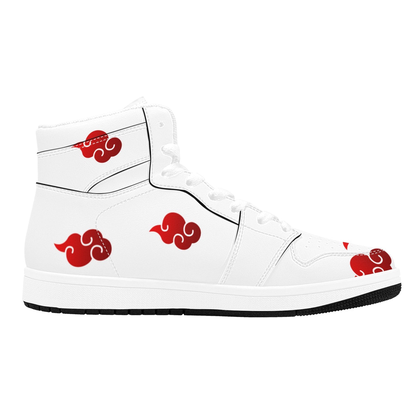 White High Top Sneakers Shoes Red Clouds Pattern High Top Sneakers Shoes Men's High Top Sneakers