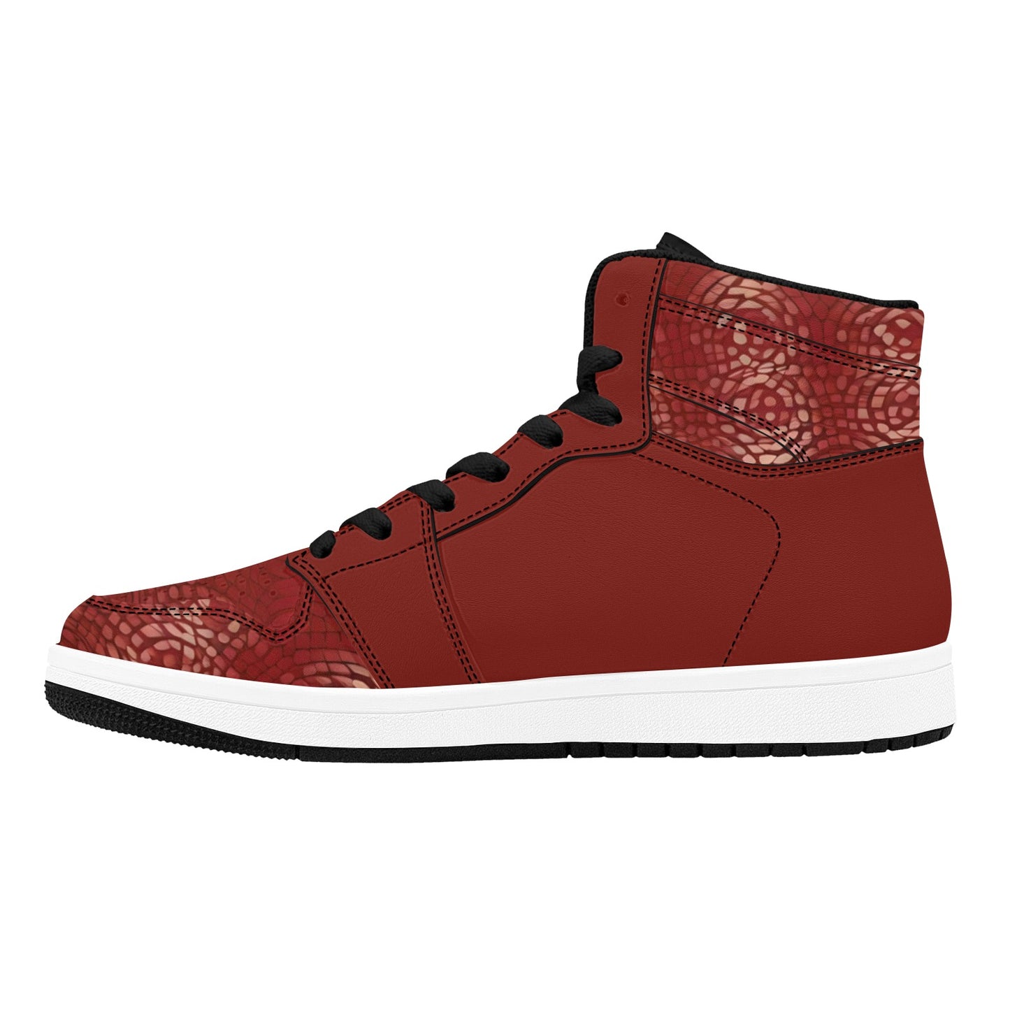 Red High Top Sneakers Red Abstract Circle High Top Sneakers Men's High Top Sneakers