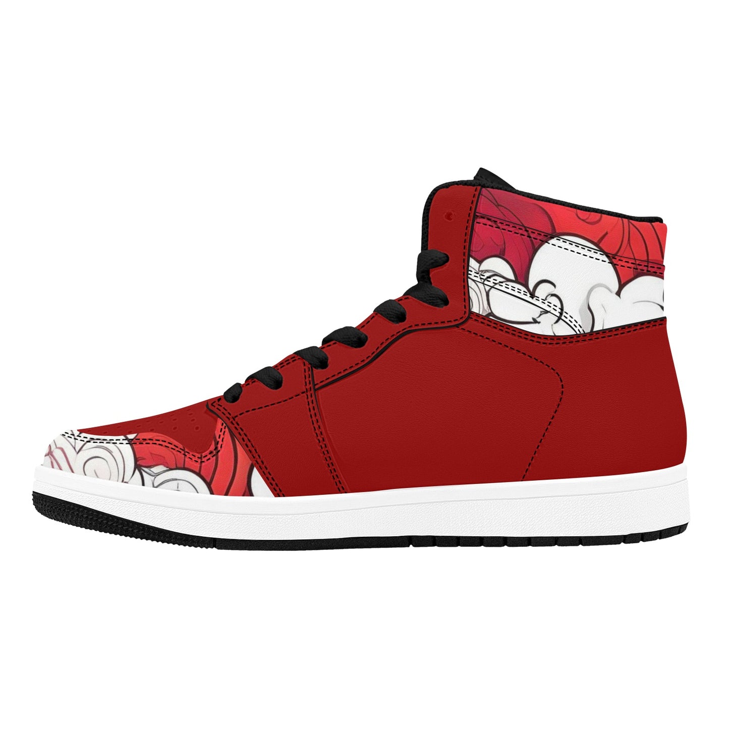 Red High Top Sneakers Red Clouds Pattern Hign Top Sneakers Men's High Top Sneakers