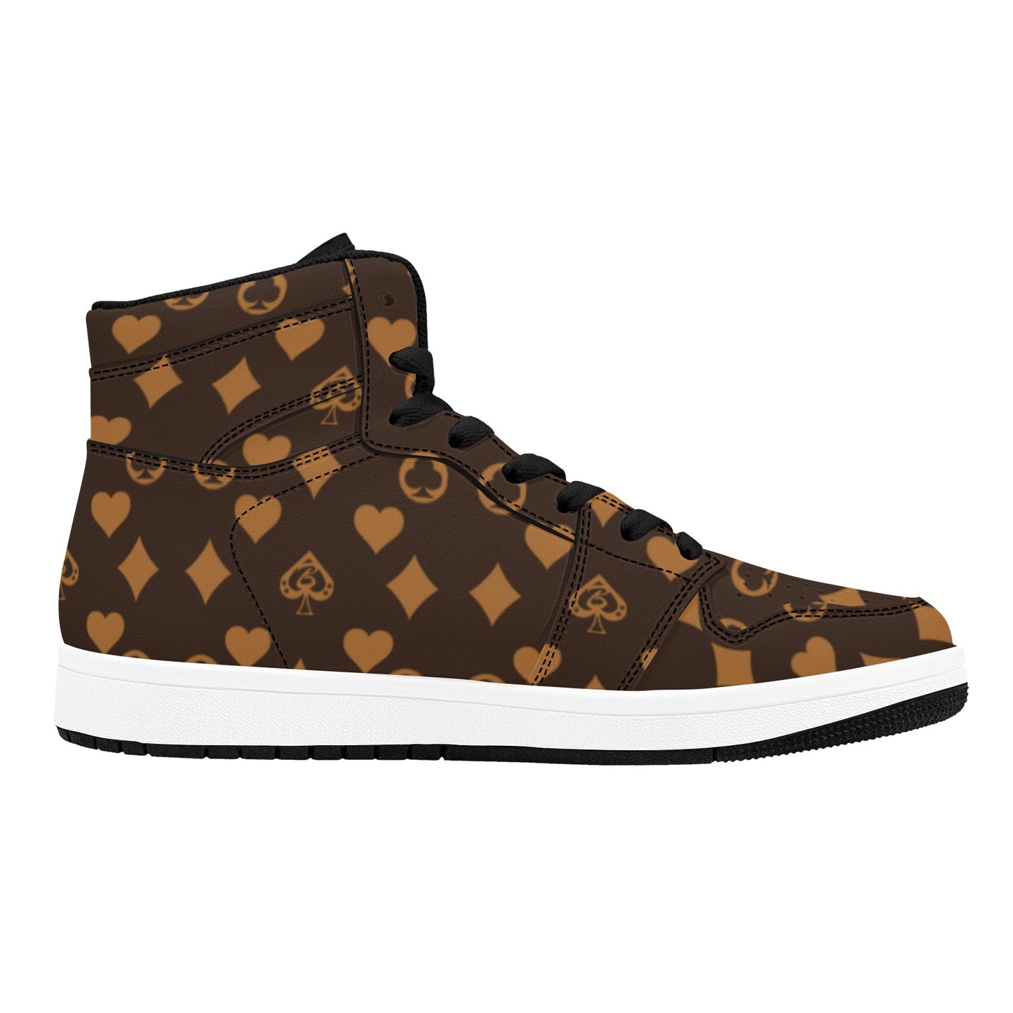 Brown High Top Sneakers Brown Shapes Pattern High Top Sneakers Men's High Top Sneakers