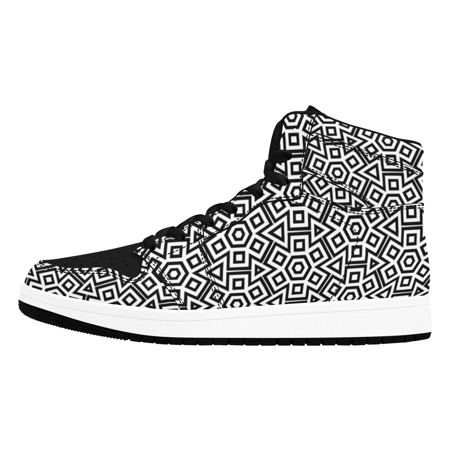 High Top Sneakers Black and White Pattern HIgh Top Sneakers Men's High Top Sneakers