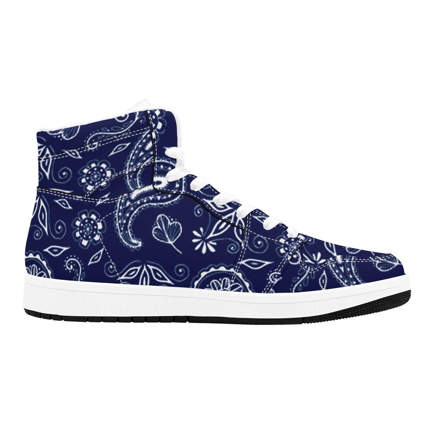 Blue High Top Sneakers Blue Paisley Design High Top Sneakers Men's High Top Sneakers