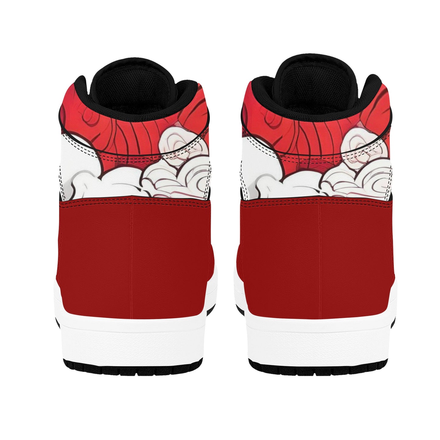 Red High Top Sneakers Red Clouds Pattern Hign Top Sneakers Men's High Top Sneakers