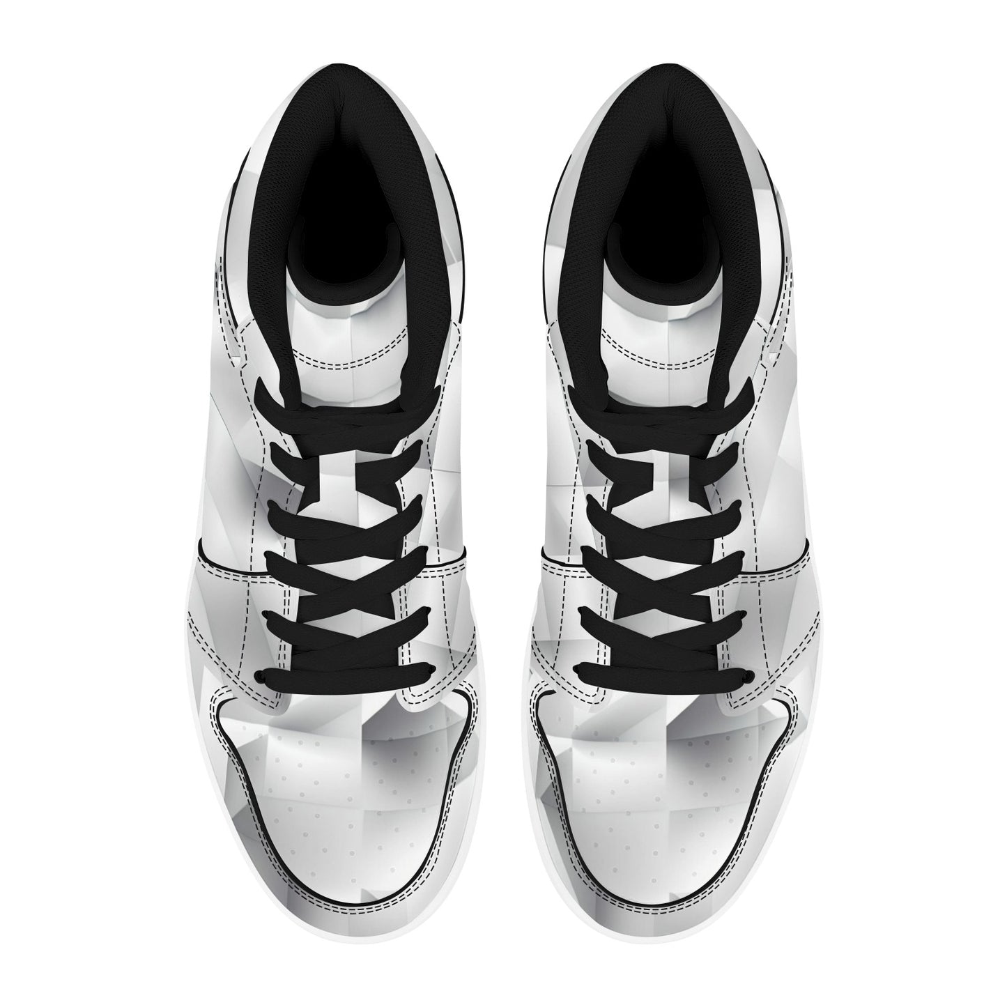 White High Top Sneakers Abstract Geometic Shapes High Top Sneakers Men's High Top Sneakers