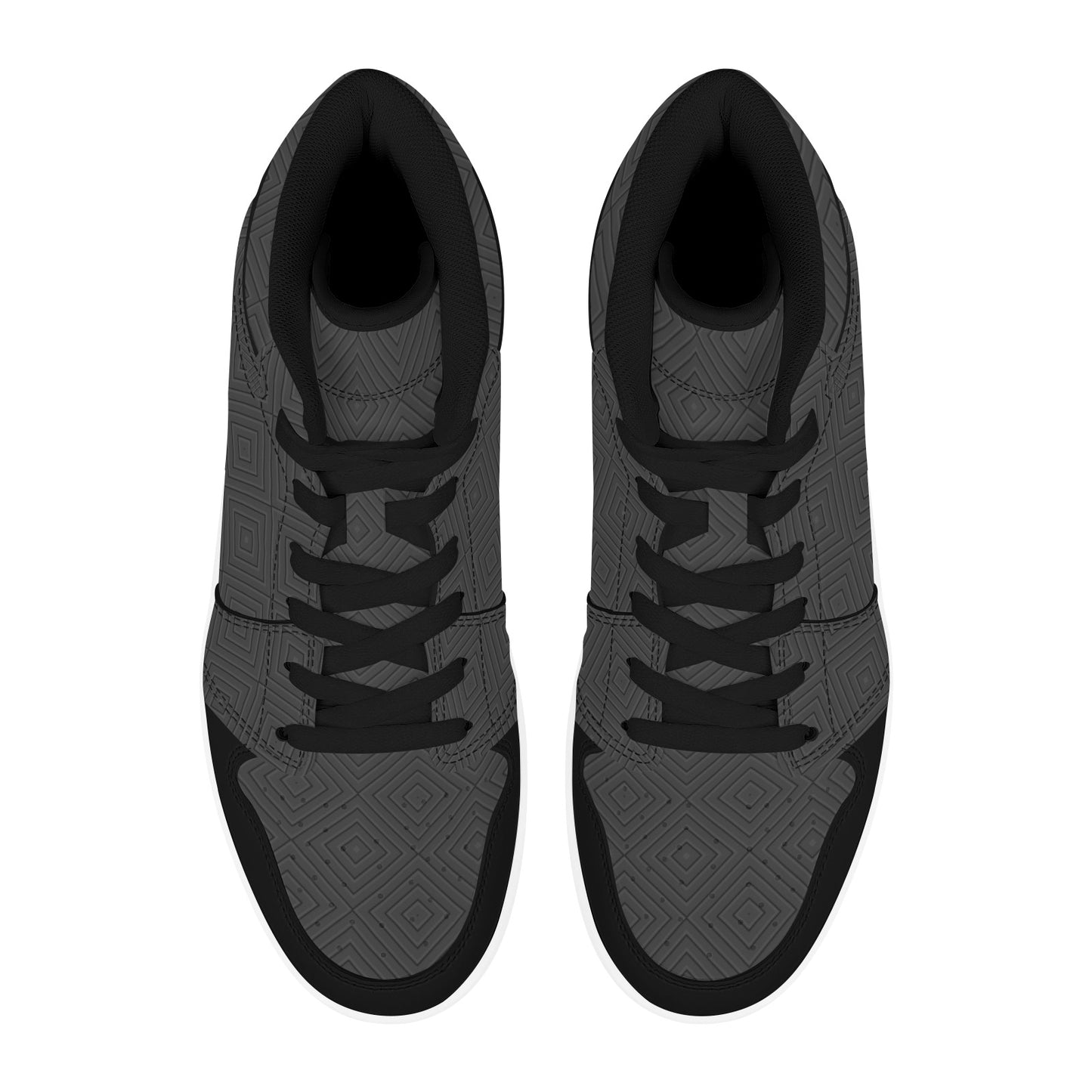 Black High Top Sneakers Black HIgh Top Sneakers Black Diamond Pattern Men's High Top Sneakers