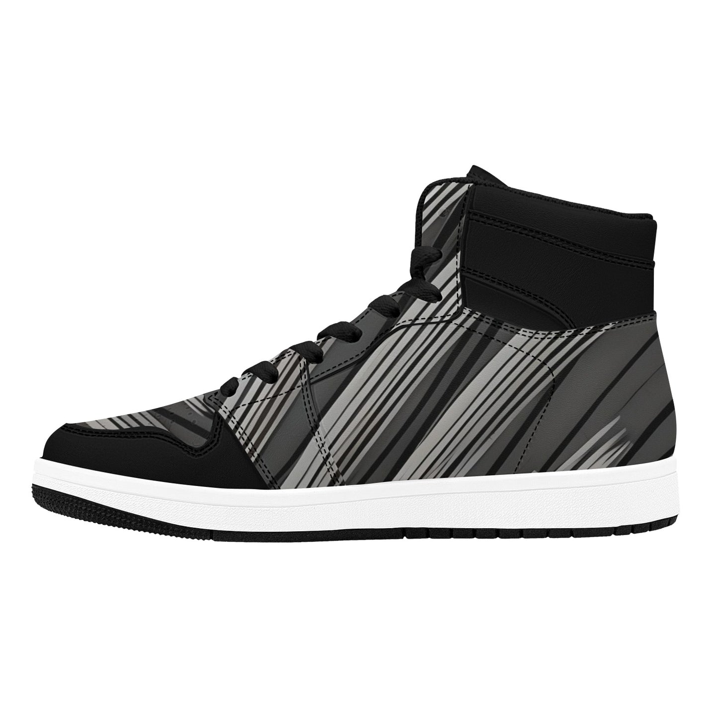 Black High Top Sneakers White Stripes High Top Sneakers Men's High Top Sneakers