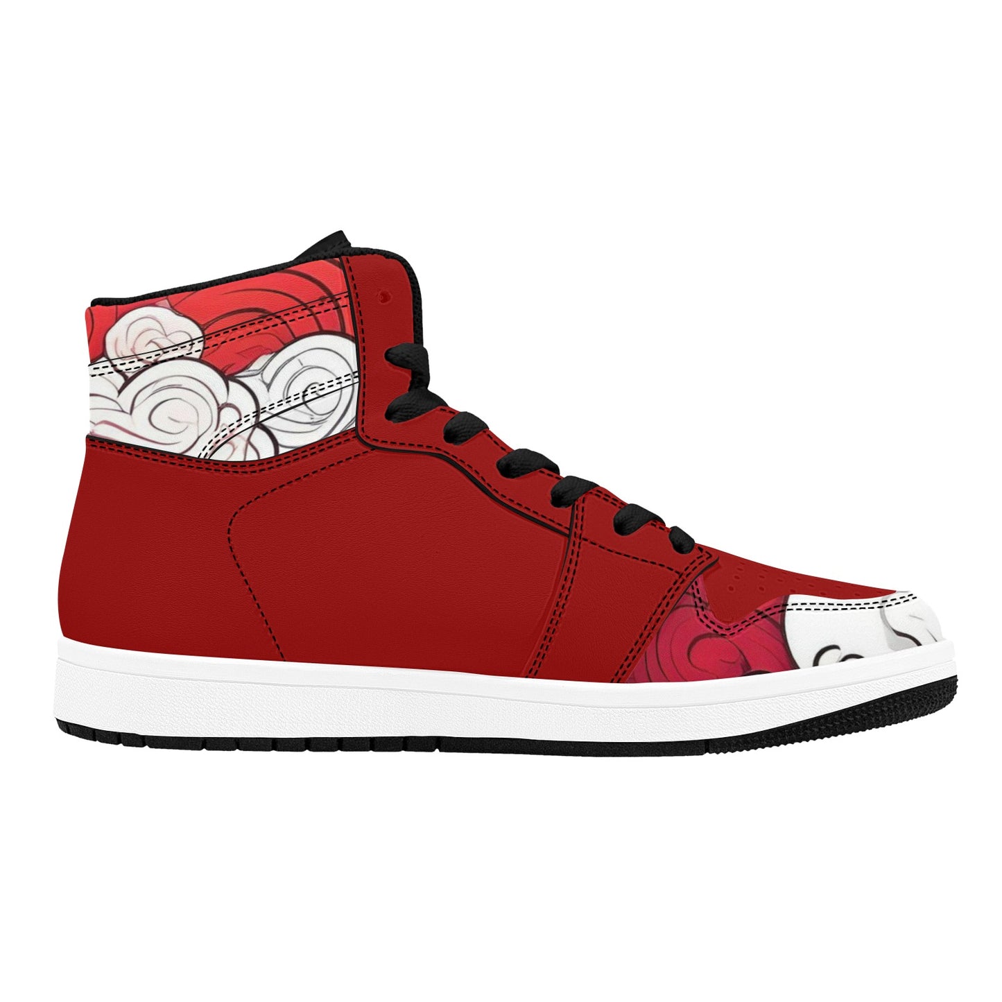 Red High Top Sneakers Red Clouds Pattern Hign Top Sneakers Men's High Top Sneakers