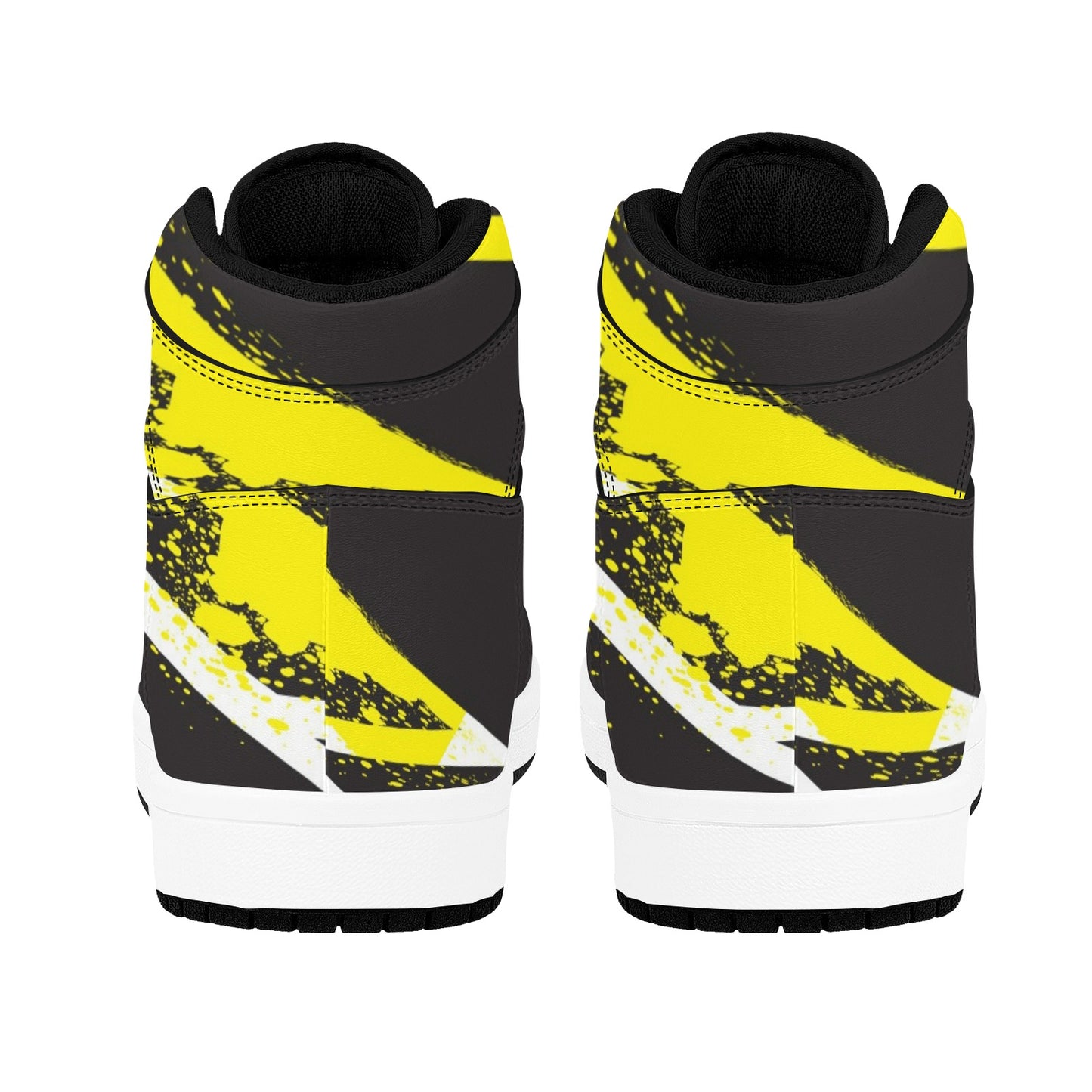 Black High Top Sneakers Yellow and White Stripes Hign Top Sneakers Men's High Top Sneakers